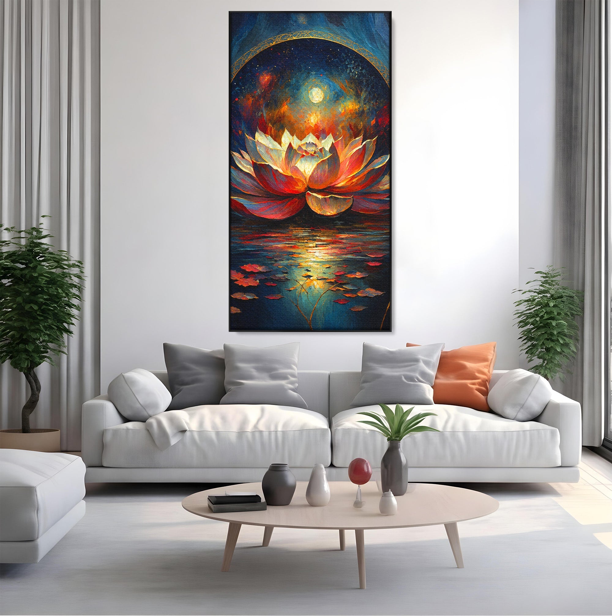 Tablou Canvas Premium LuxCanva® A1872, Floare De Lotus Mistica, Floare, Lotus, Mistic, Apus, Living, Dormitor, Culori Vibrante