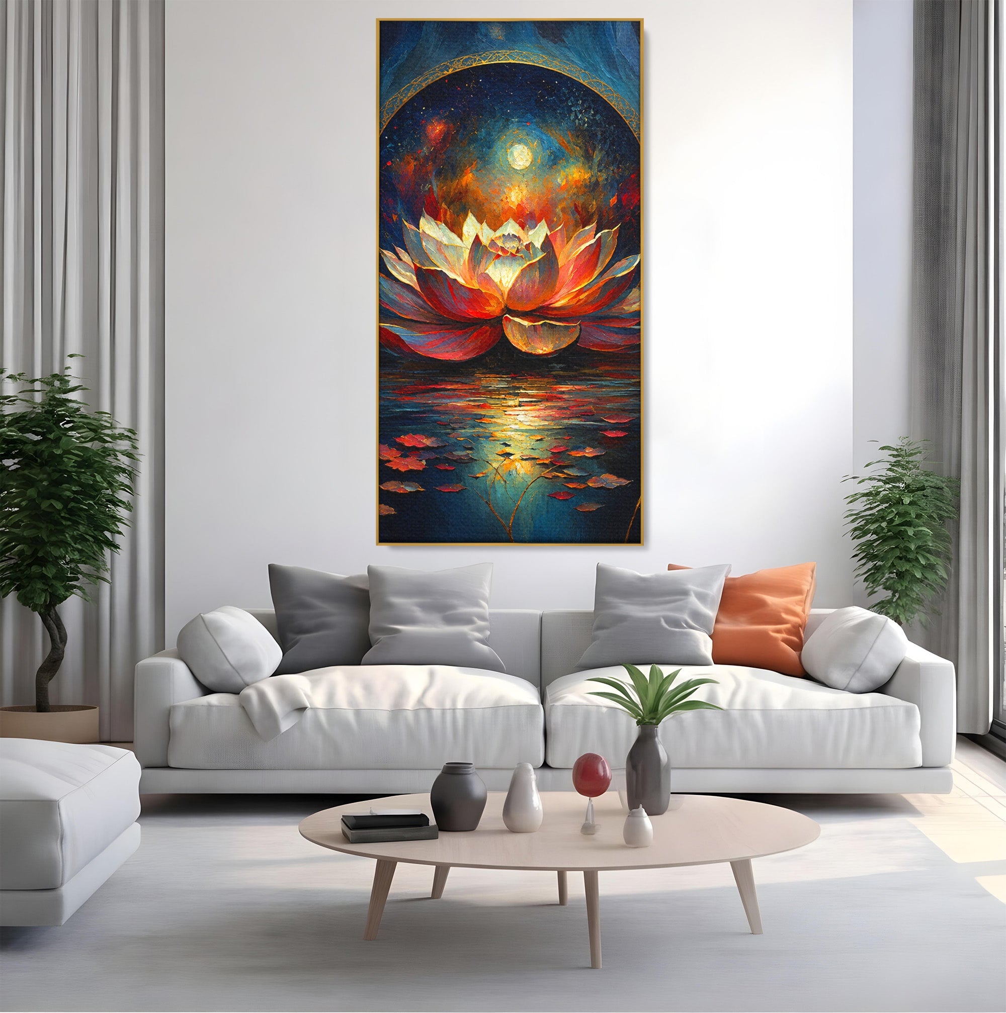 Tablou Canvas Premium LuxCanva® A1872, Floare De Lotus Mistica, Floare, Lotus, Mistic, Apus, Living, Dormitor, Culori Vibrante