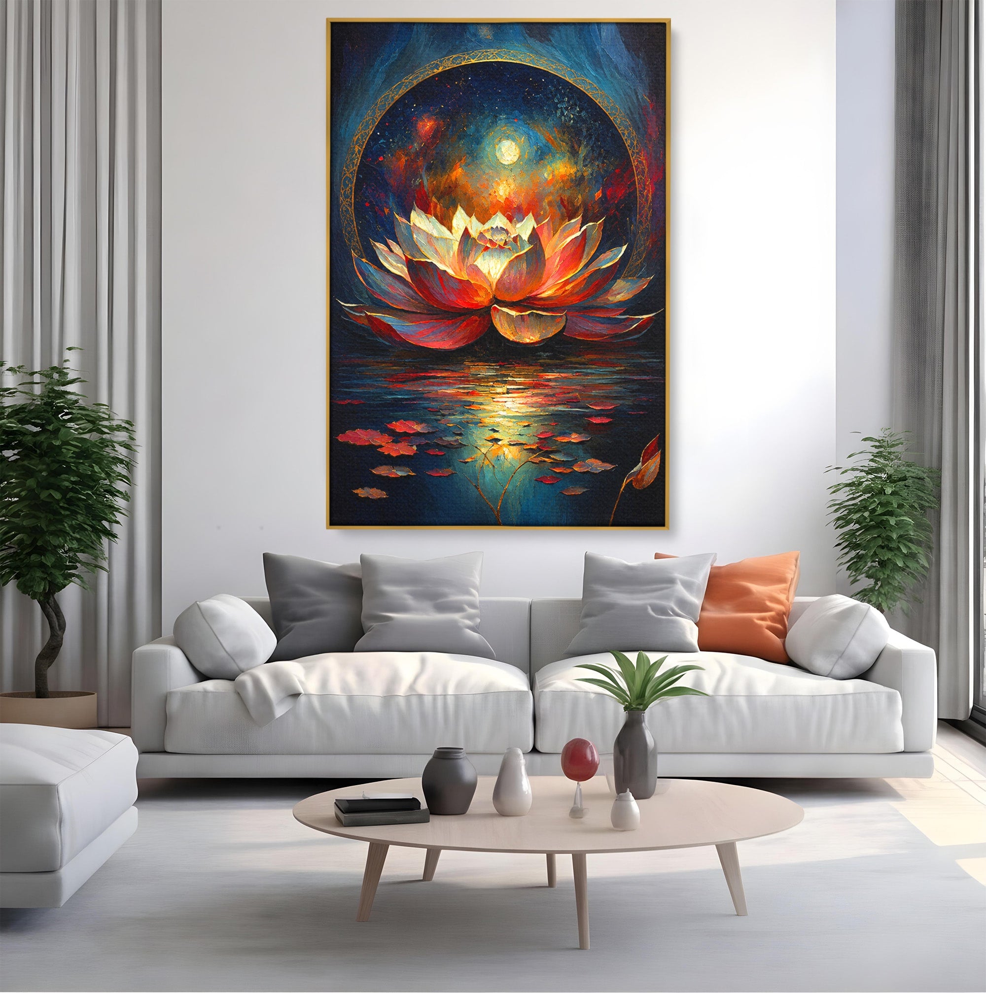 Tablou Canvas Premium LuxCanva® A1872, Floare De Lotus Mistica, Floare, Lotus, Mistic, Apus, Living, Dormitor, Culori Vibrante