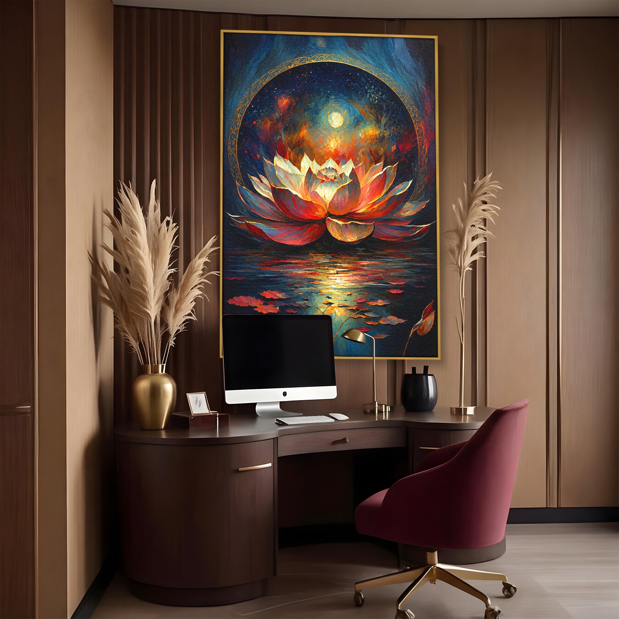 Tablou Canvas Premium LuxCanva® A1872, Floare De Lotus Mistica, Floare, Lotus, Mistic, Apus, Living, Dormitor, Culori Vibrante