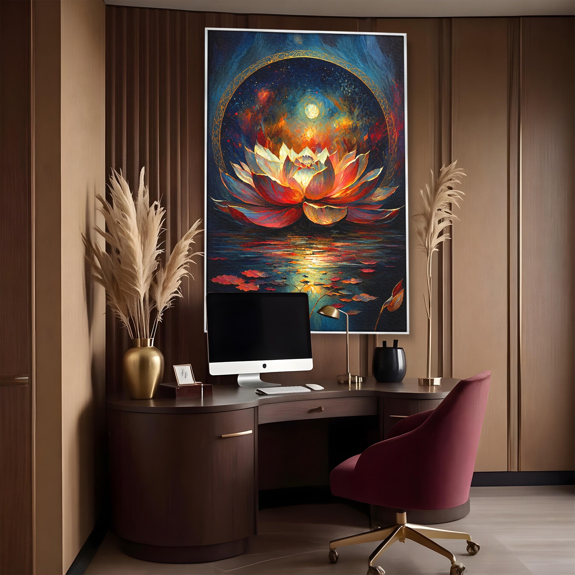 Tablou Canvas Premium LuxCanva® A1872, Floare De Lotus Mistica, Floare, Lotus, Mistic, Apus, Living, Dormitor, Culori Vibrante