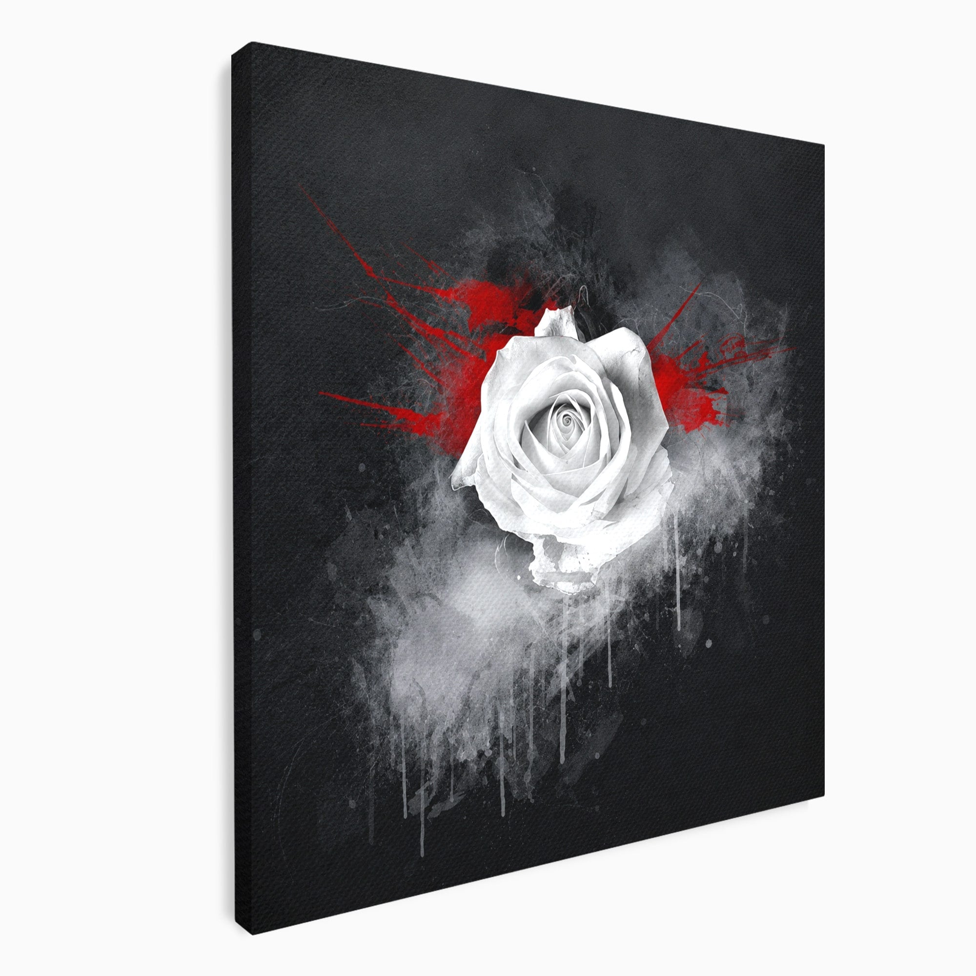 Tablou Canvas Premium LuxCanva® A1873, Trandafirul Monocrom, Trandafir, Arta Abstracta, Floral, Dramatic, Dormitor, Culori Vibrante