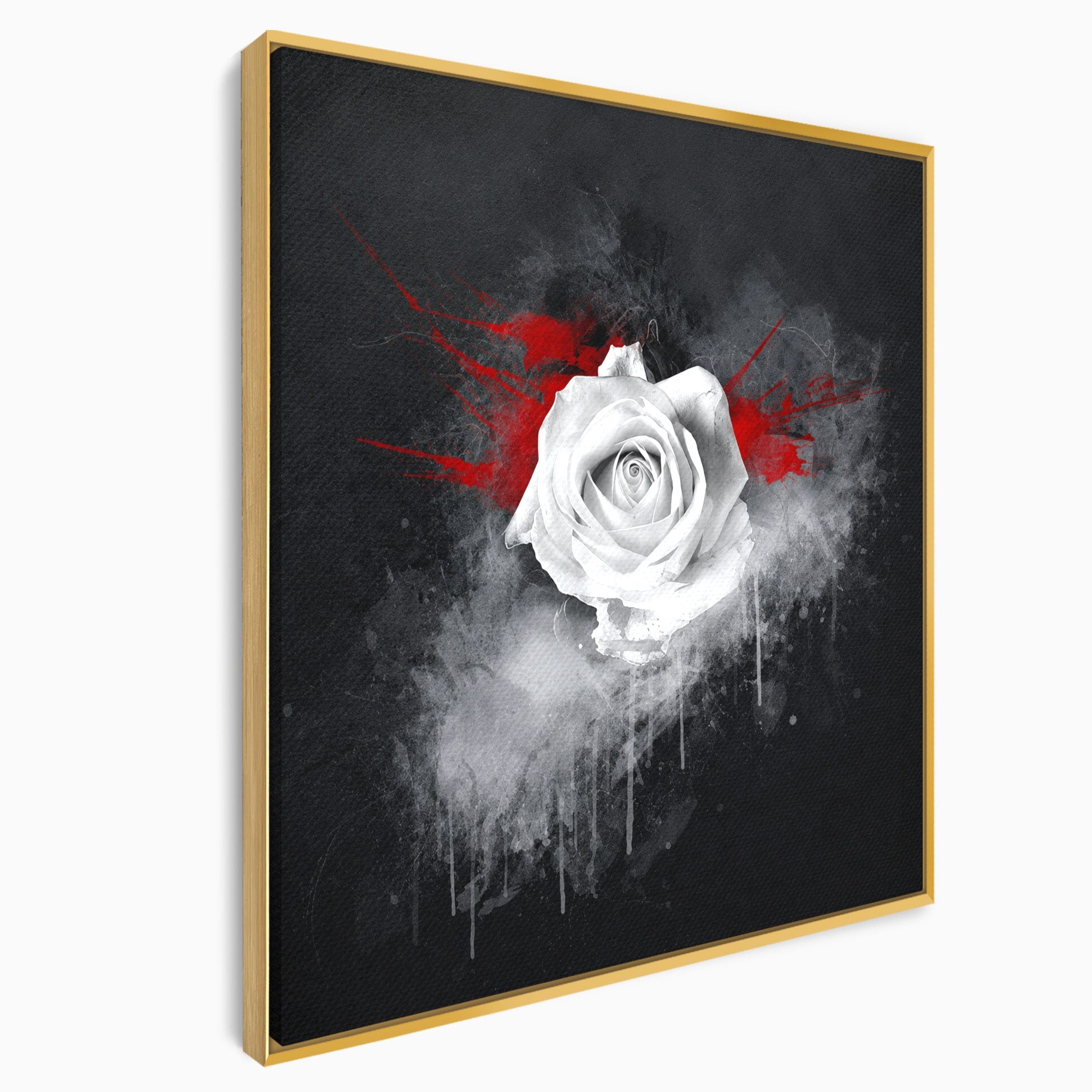 Tablou Canvas Premium LuxCanva® A1873, Trandafirul Monocrom, Trandafir, Arta Abstracta, Floral, Dramatic, Dormitor, Culori Vibrante