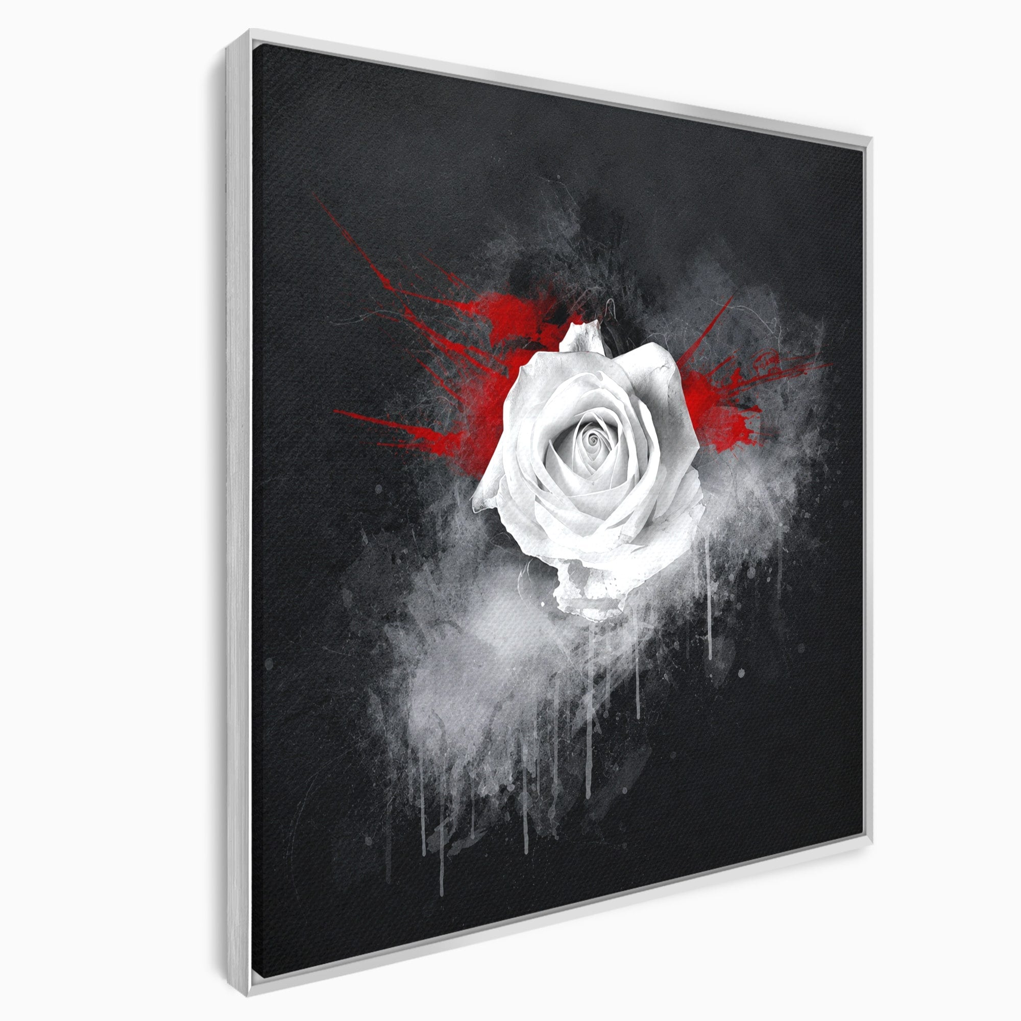 Tablou Canvas Premium LuxCanva® A1873, Trandafirul Monocrom, Trandafir, Arta Abstracta, Floral, Dramatic, Dormitor, Culori Vibrante
