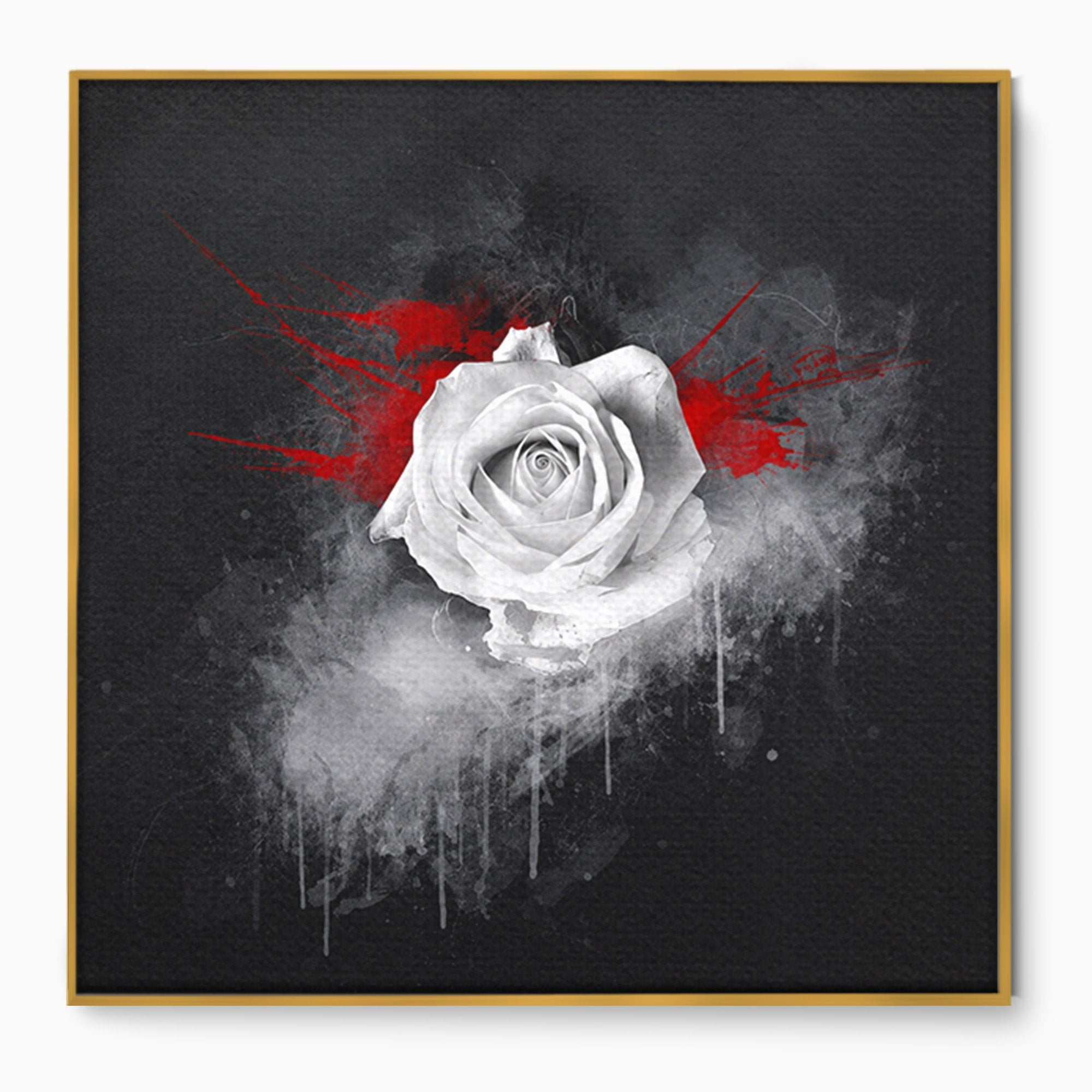 Tablou Canvas Premium LuxCanva® A1873, Trandafirul Monocrom, Trandafir, Arta Abstracta, Floral, Dramatic, Dormitor, Culori Vibrante