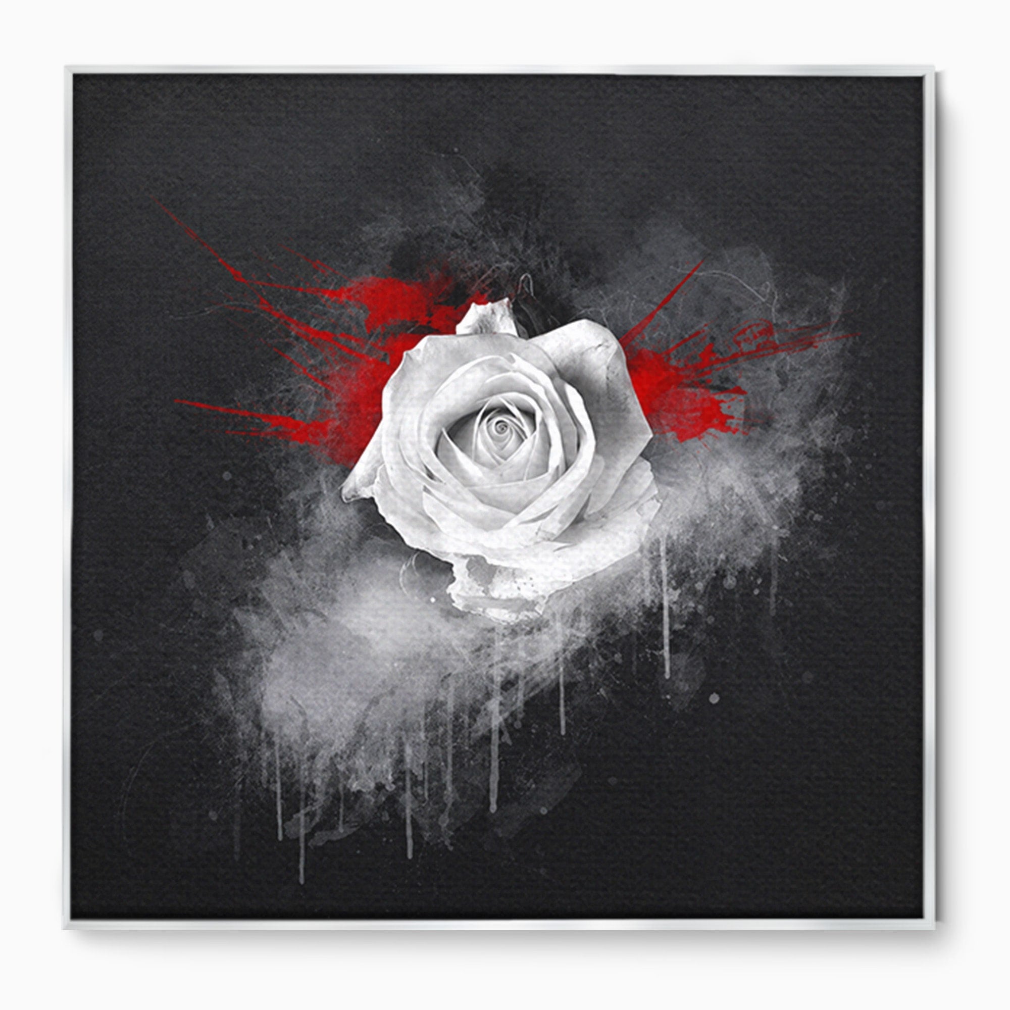 Tablou Canvas Premium LuxCanva® A1873, Trandafirul Monocrom, Trandafir, Arta Abstracta, Floral, Dramatic, Dormitor, Culori Vibrante