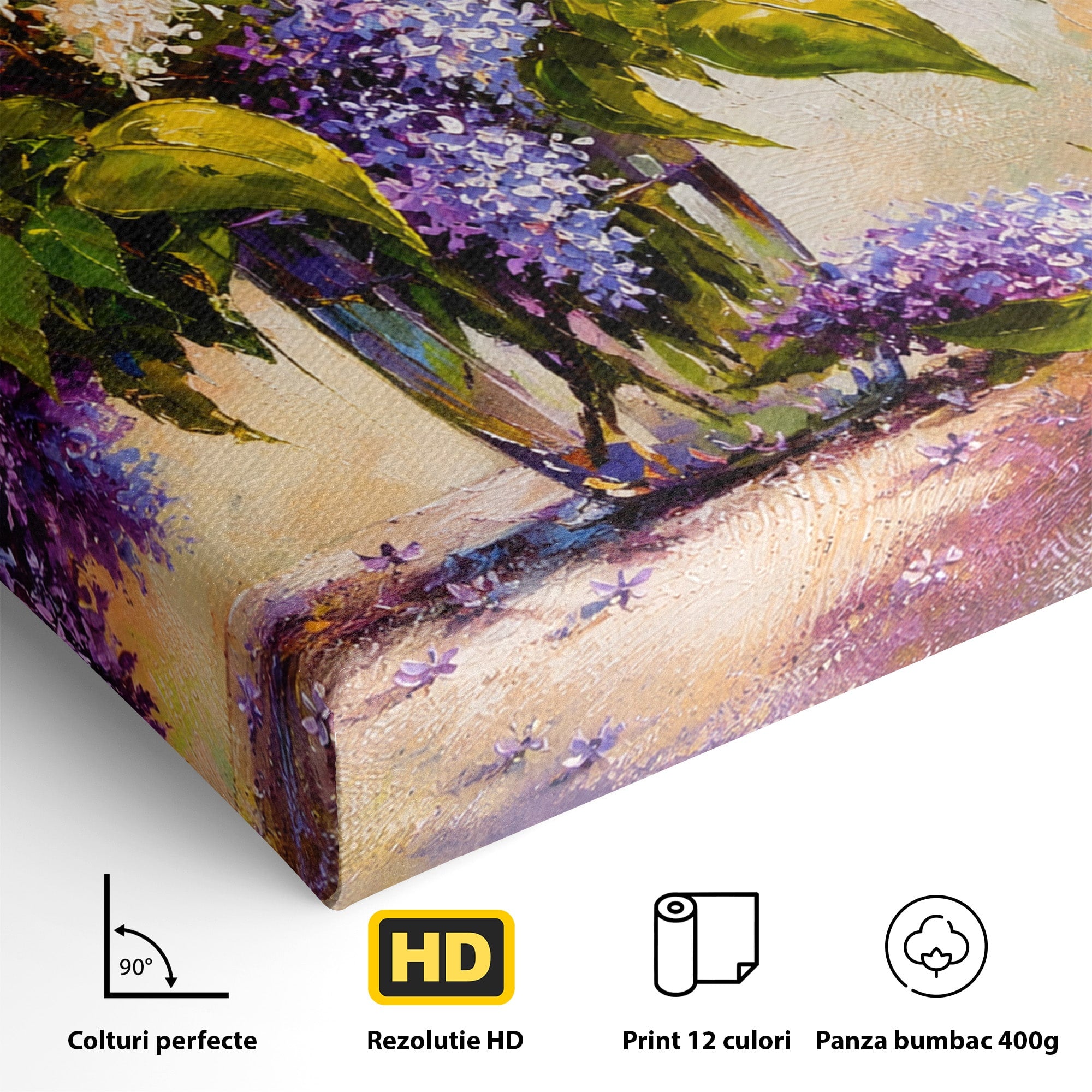 Tablou Canvas Premium LuxCanva® A1874, Buchet De Liliac, Liliac, Flori, Vaza, Natura, Primavara, Living, Culori Vibrante