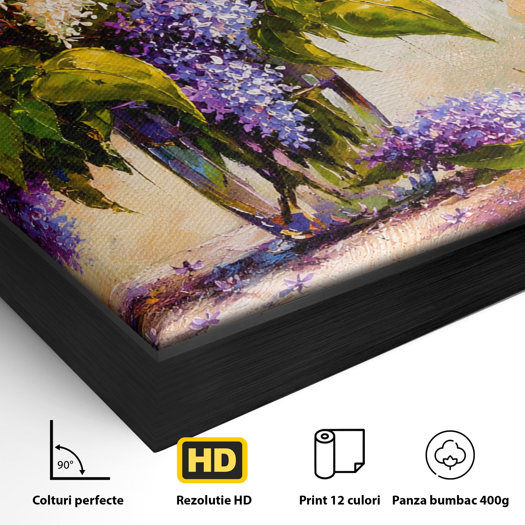 Tablou Canvas Premium LuxCanva® A1874, Buchet De Liliac, Liliac, Flori, Vaza, Natura, Primavara, Living, Culori Vibrante