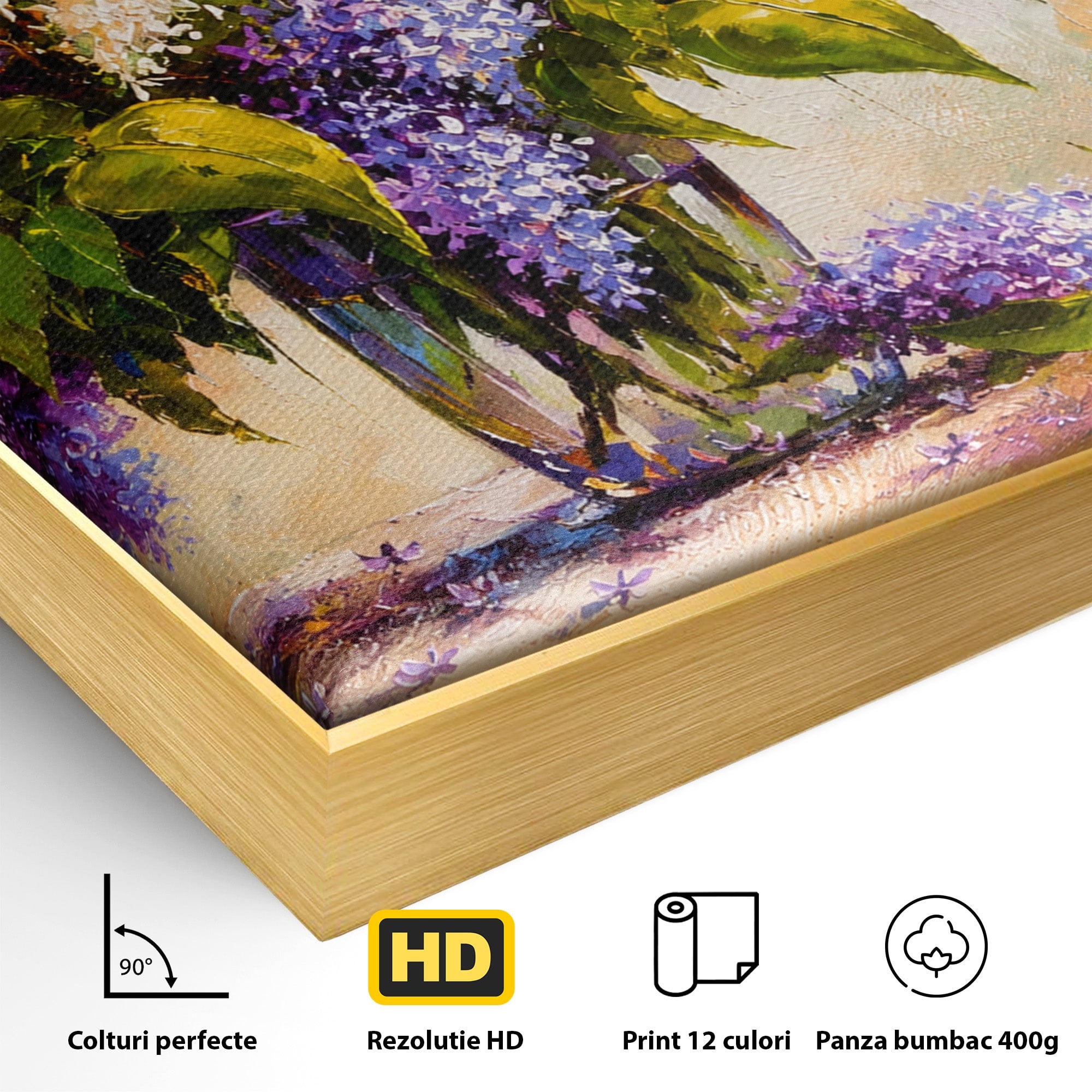Tablou Canvas Premium LuxCanva® A1874, Buchet De Liliac, Liliac, Flori, Vaza, Natura, Primavara, Living, Culori Vibrante