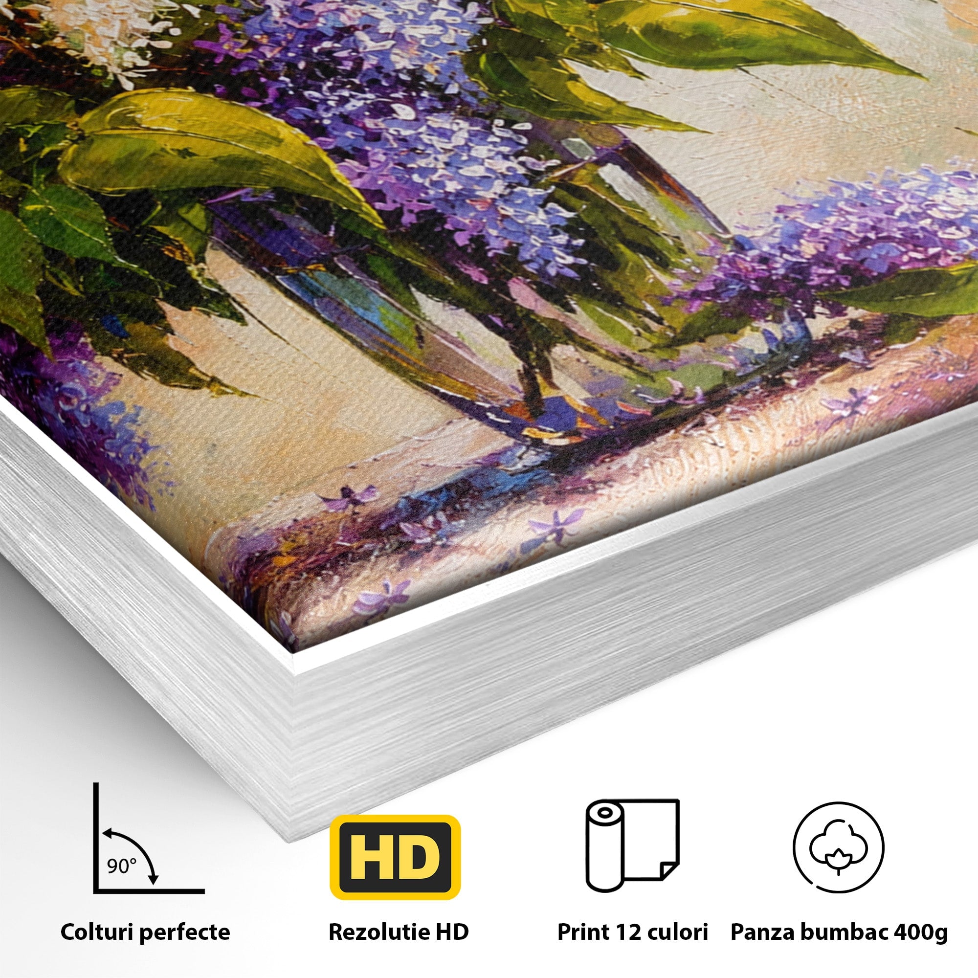 Tablou Canvas Premium LuxCanva® A1874, Buchet De Liliac, Liliac, Flori, Vaza, Natura, Primavara, Living, Culori Vibrante