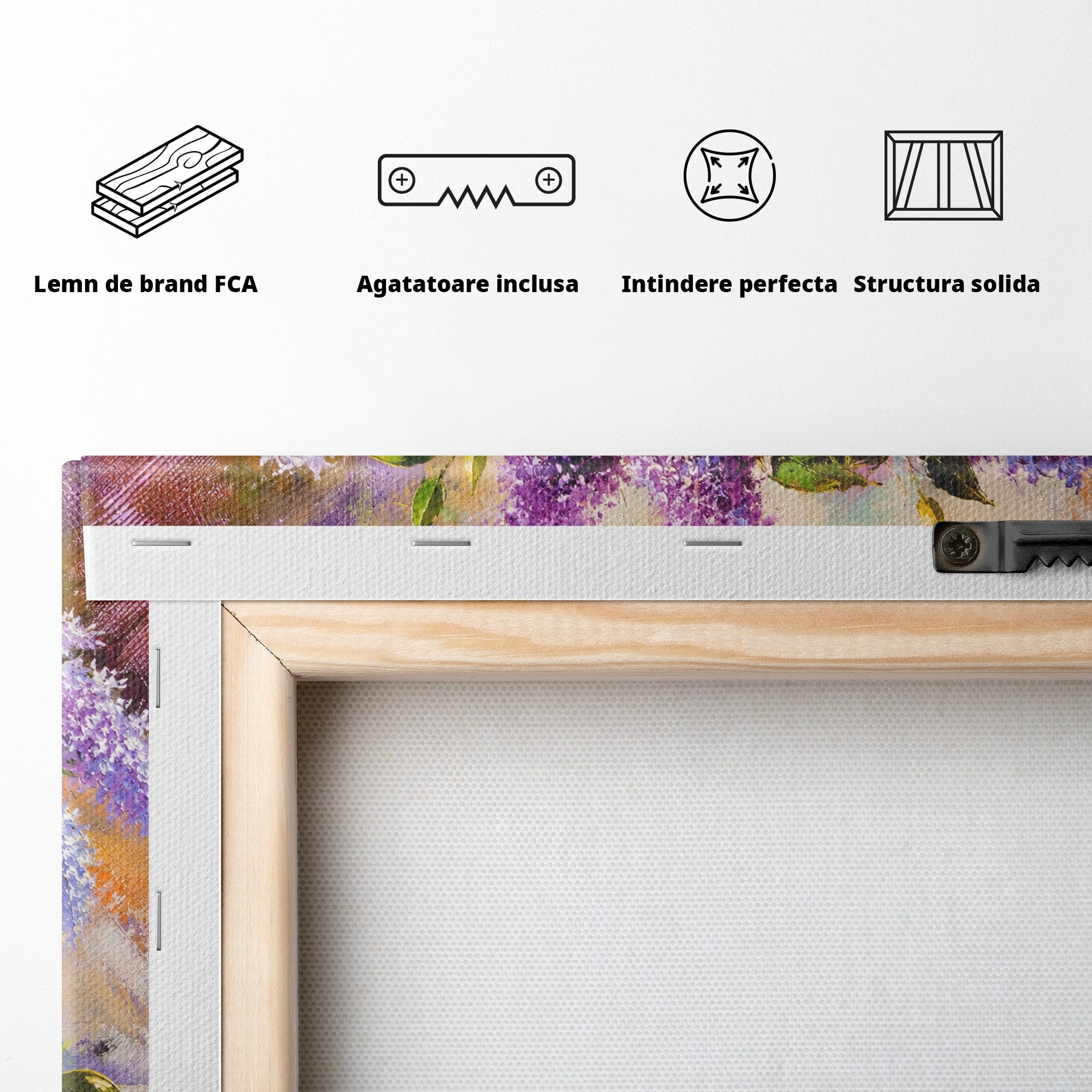 Tablou Canvas Premium LuxCanva® A1874, Buchet De Liliac, Liliac, Flori, Vaza, Natura, Primavara, Living, Culori Vibrante