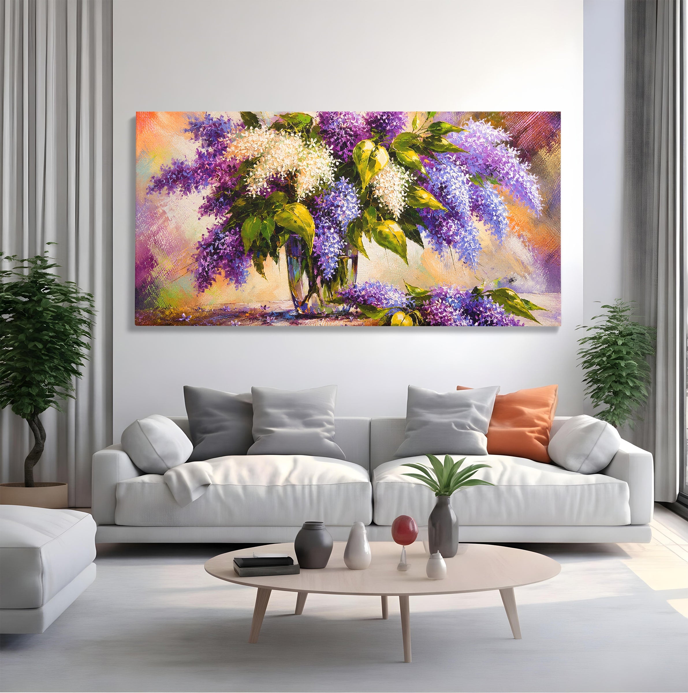 Tablou Canvas Premium LuxCanva® A1874, Buchet De Liliac, Liliac, Flori, Vaza, Natura, Primavara, Living, Culori Vibrante