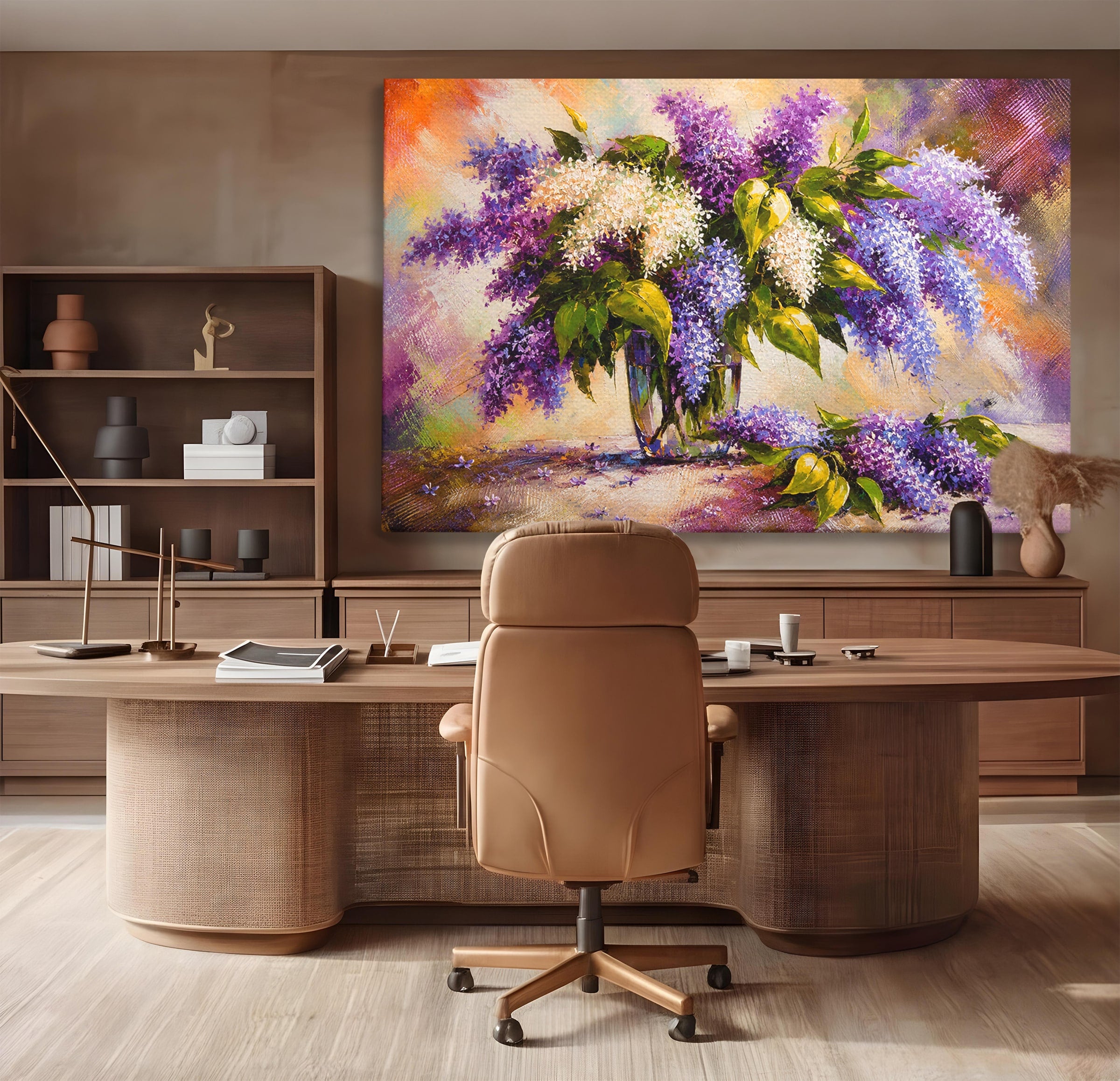 Tablou Canvas Premium LuxCanva® A1874, Buchet De Liliac, Liliac, Flori, Vaza, Natura, Primavara, Living, Culori Vibrante