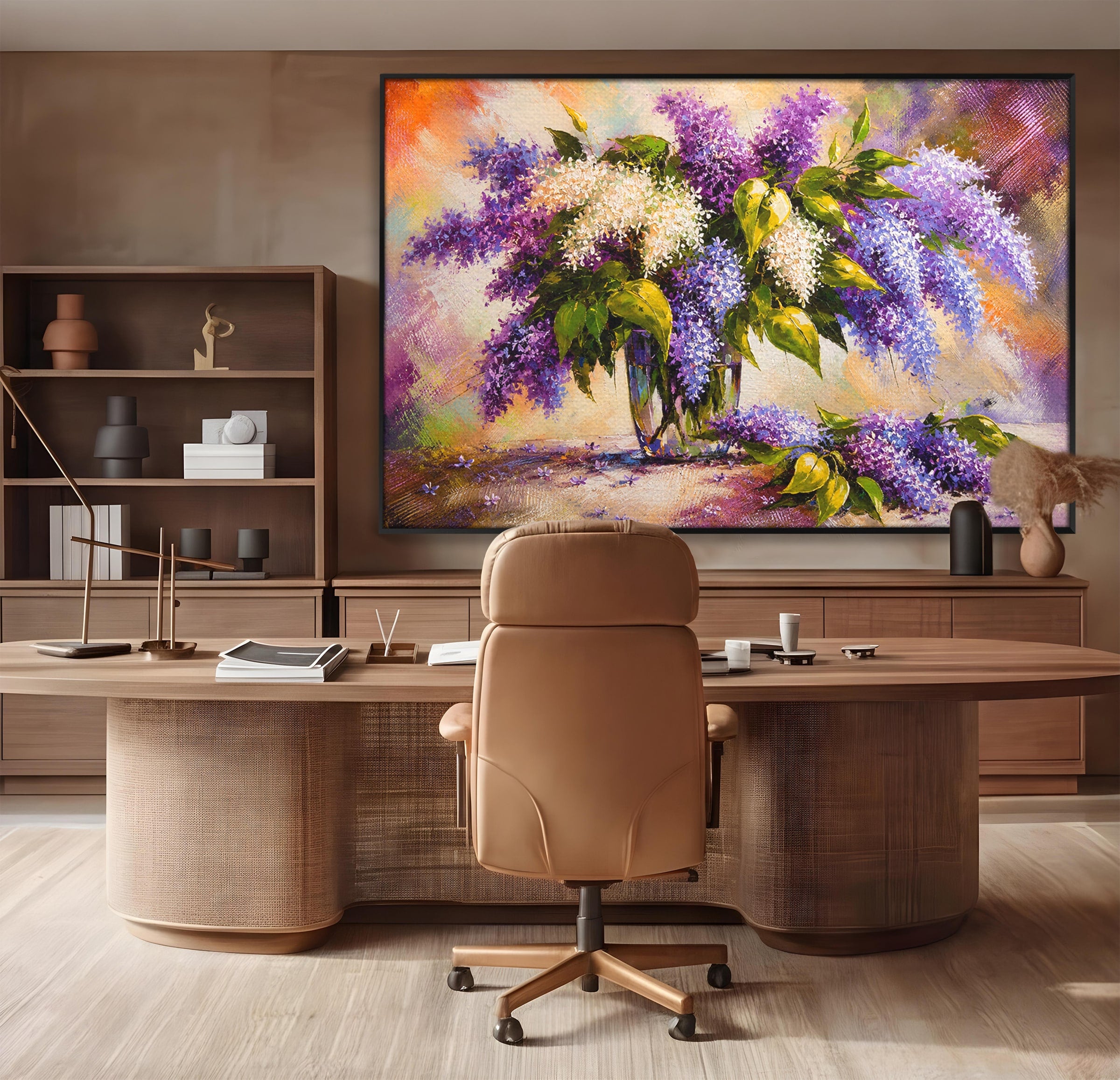 Tablou Canvas Premium LuxCanva® A1874, Buchet De Liliac, Liliac, Flori, Vaza, Natura, Primavara, Living, Culori Vibrante