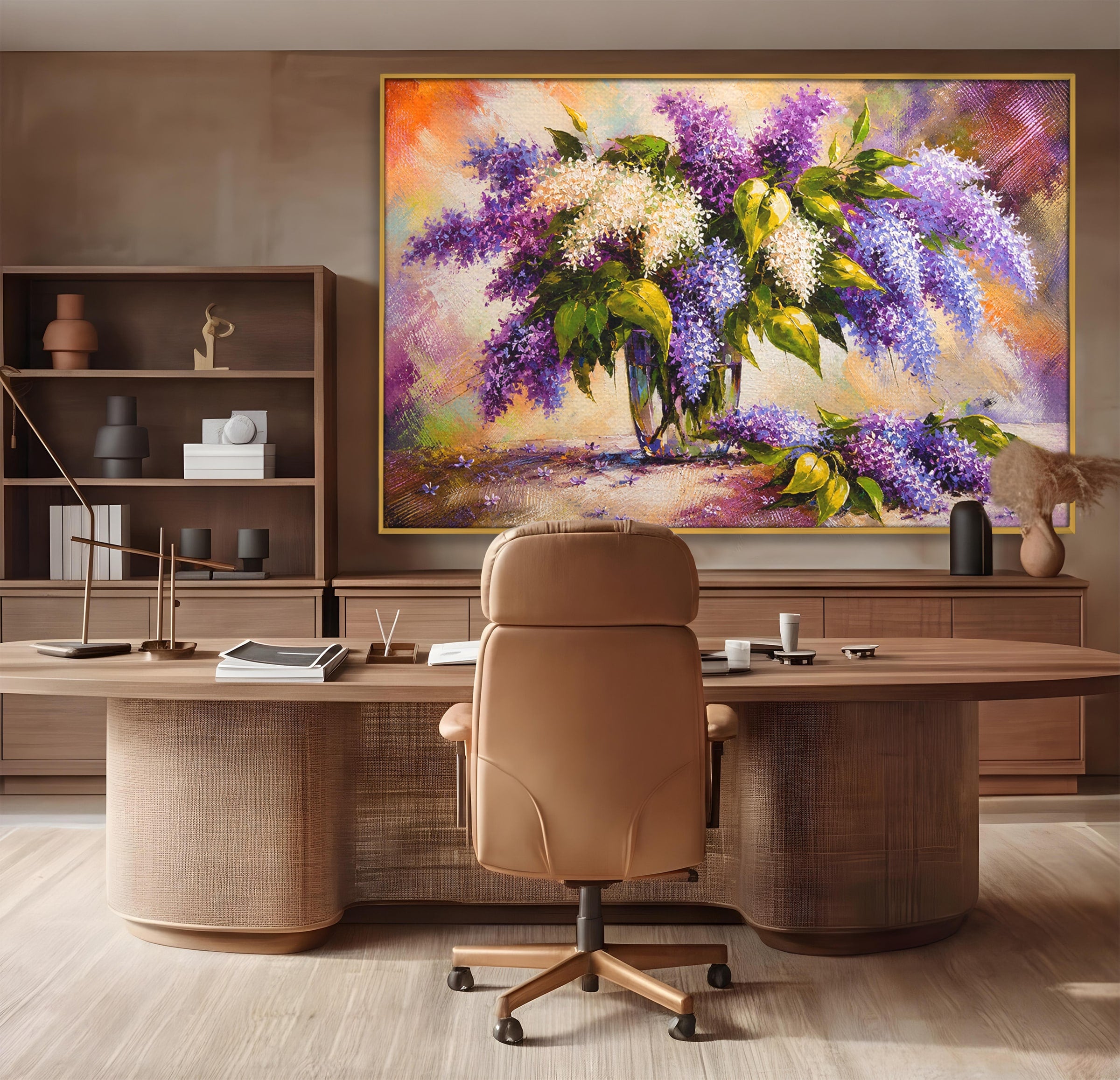 Tablou Canvas Premium LuxCanva® A1874, Buchet De Liliac, Liliac, Flori, Vaza, Natura, Primavara, Living, Culori Vibrante