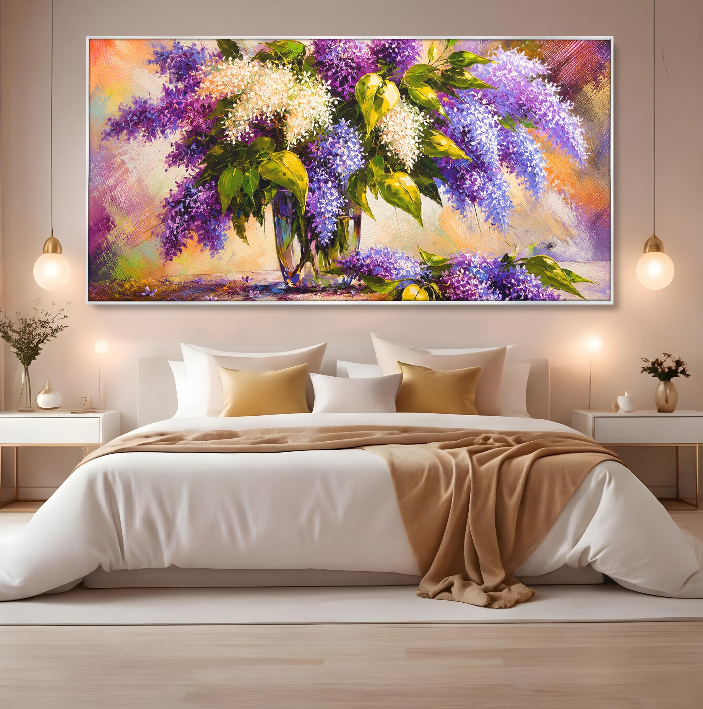 Tablou Canvas Premium LuxCanva® A1874, Buchet De Liliac, Liliac, Flori, Vaza, Natura, Primavara, Living, Culori Vibrante