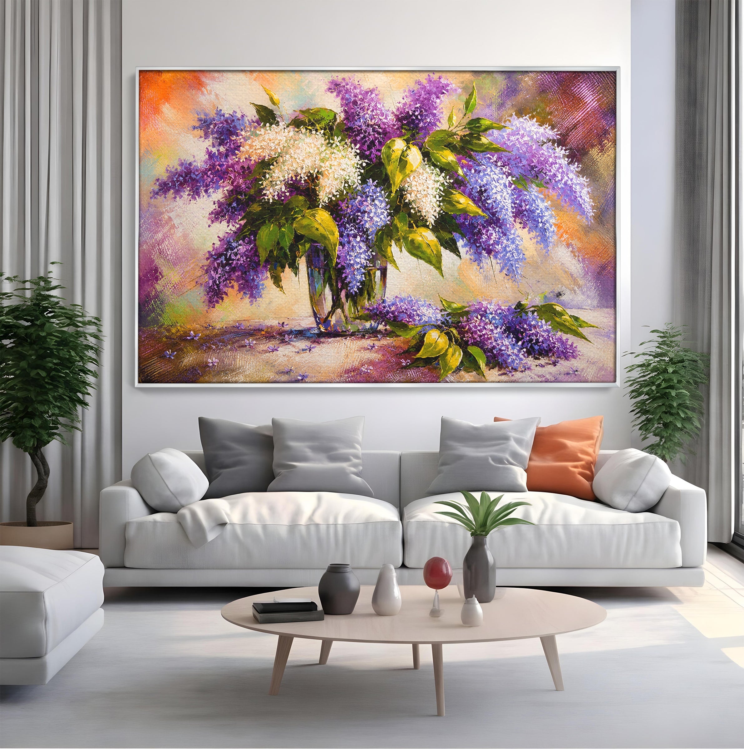 Tablou Canvas Premium LuxCanva® A1874, Buchet De Liliac, Liliac, Flori, Vaza, Natura, Primavara, Living, Culori Vibrante
