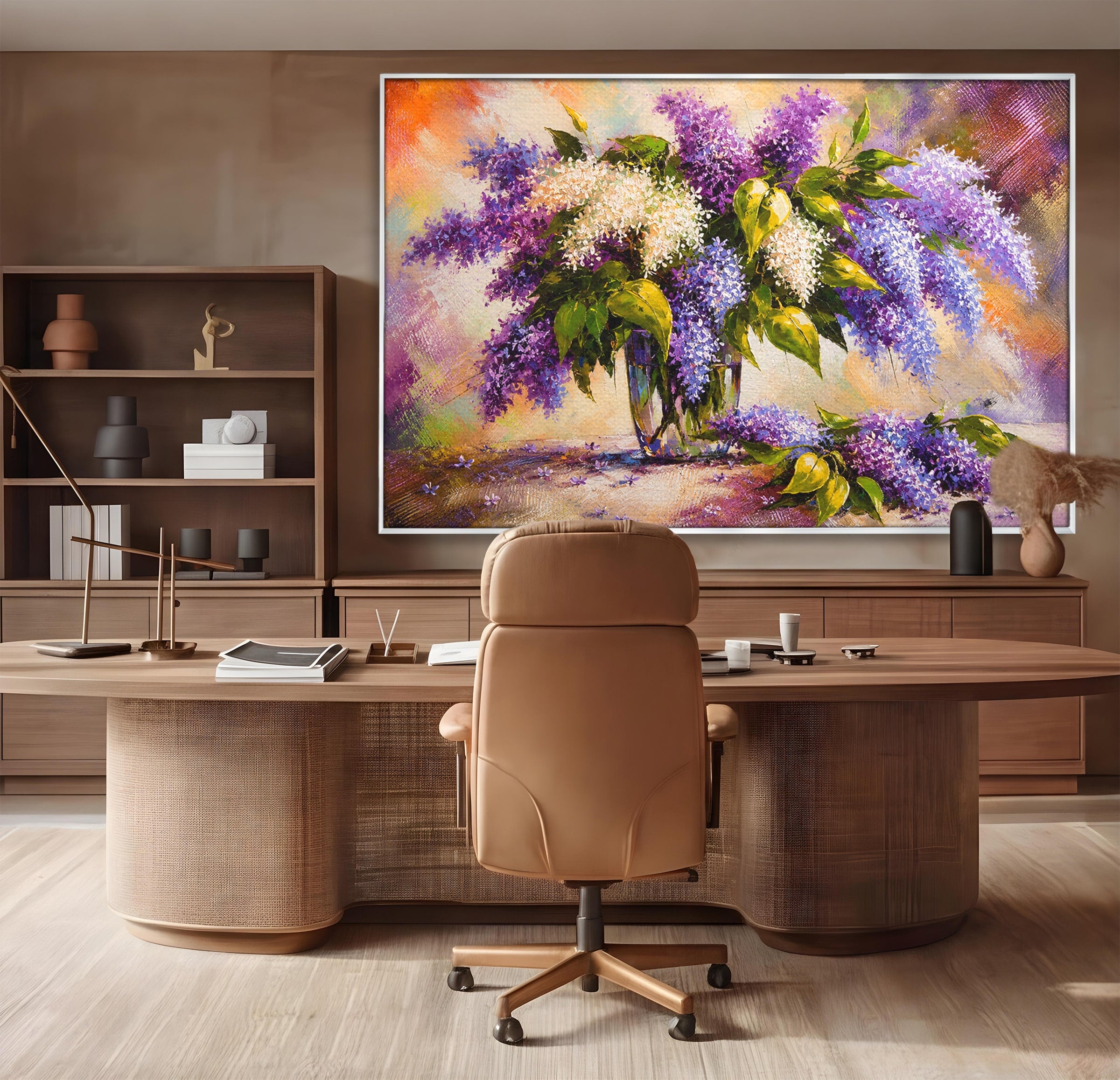 Tablou Canvas Premium LuxCanva® A1874, Buchet De Liliac, Liliac, Flori, Vaza, Natura, Primavara, Living, Culori Vibrante