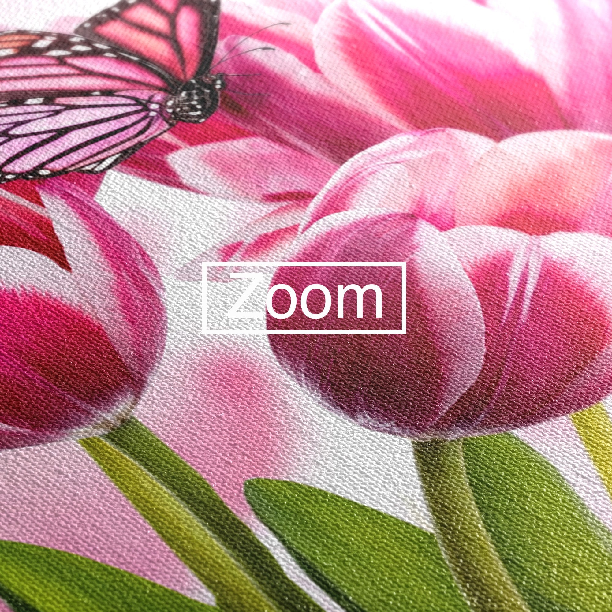Tablou Canvas Premium LuxCanva® A1876, Lalele Si Fluturi, Lalele, Fluturi, Natura, Primavara, Dormitor, Culori Vibrante