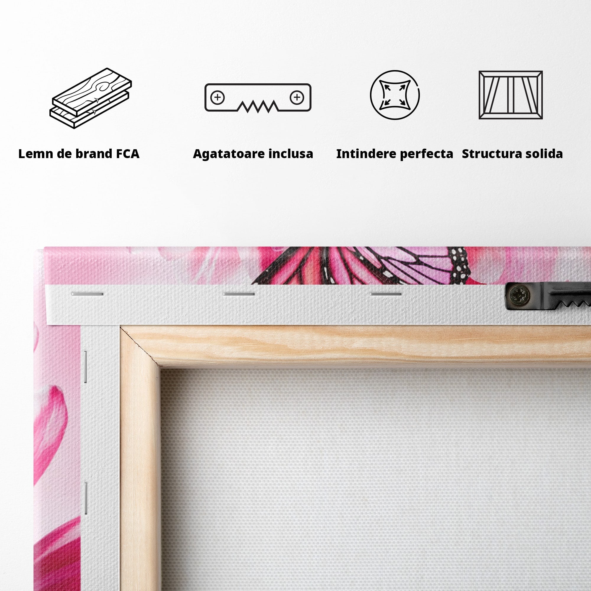 Tablou Canvas Premium LuxCanva® A1876, Lalele Si Fluturi, Lalele, Fluturi, Natura, Primavara, Dormitor, Culori Vibrante