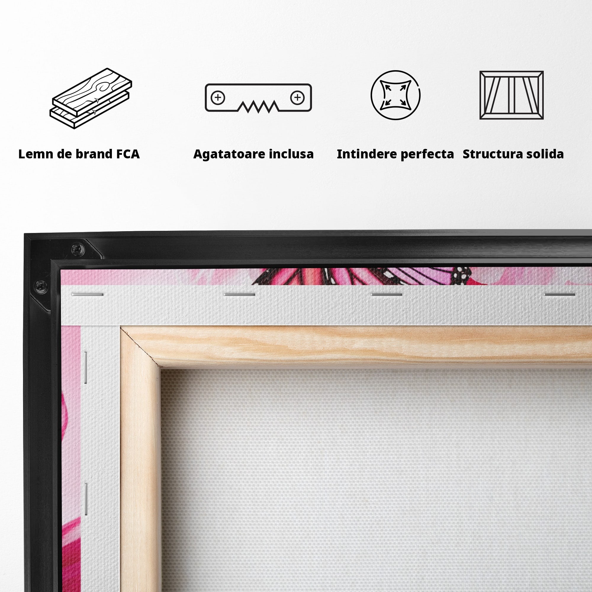 Tablou Canvas Premium LuxCanva® A1876, Lalele Si Fluturi, Lalele, Fluturi, Natura, Primavara, Dormitor, Culori Vibrante