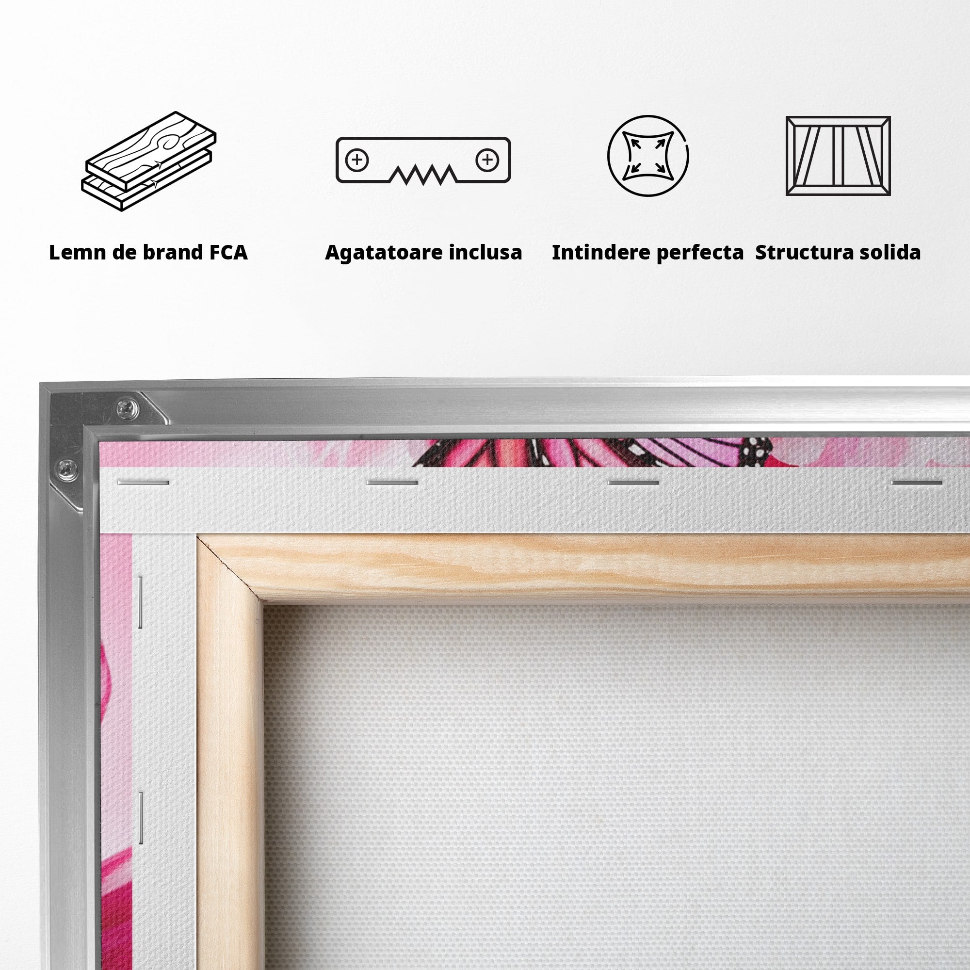 Tablou Canvas Premium LuxCanva® A1876, Lalele Si Fluturi, Lalele, Fluturi, Natura, Primavara, Dormitor, Culori Vibrante