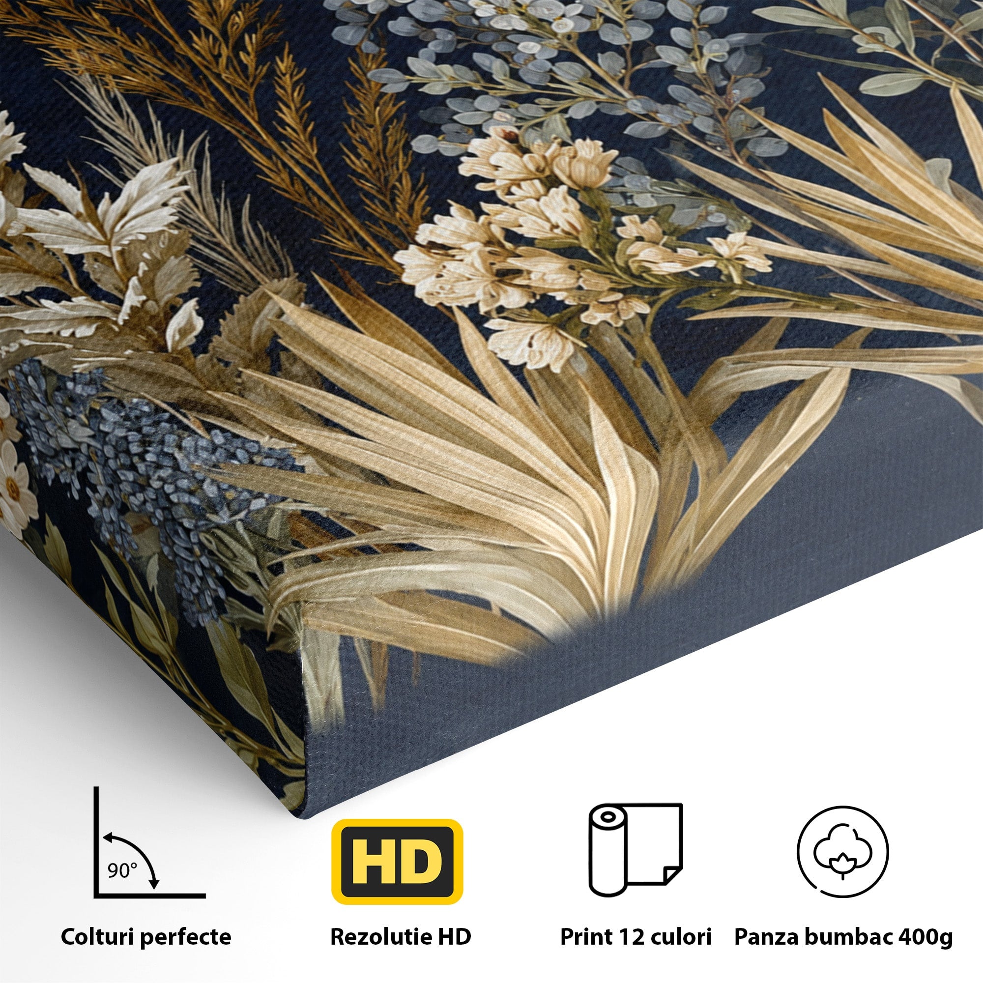 Tablou Canvas Premium LuxCanva® A1877, Flori De Camp Nocturne, Flori, Natura, Noapte, Living, Dormitor, Culori Vibrante
