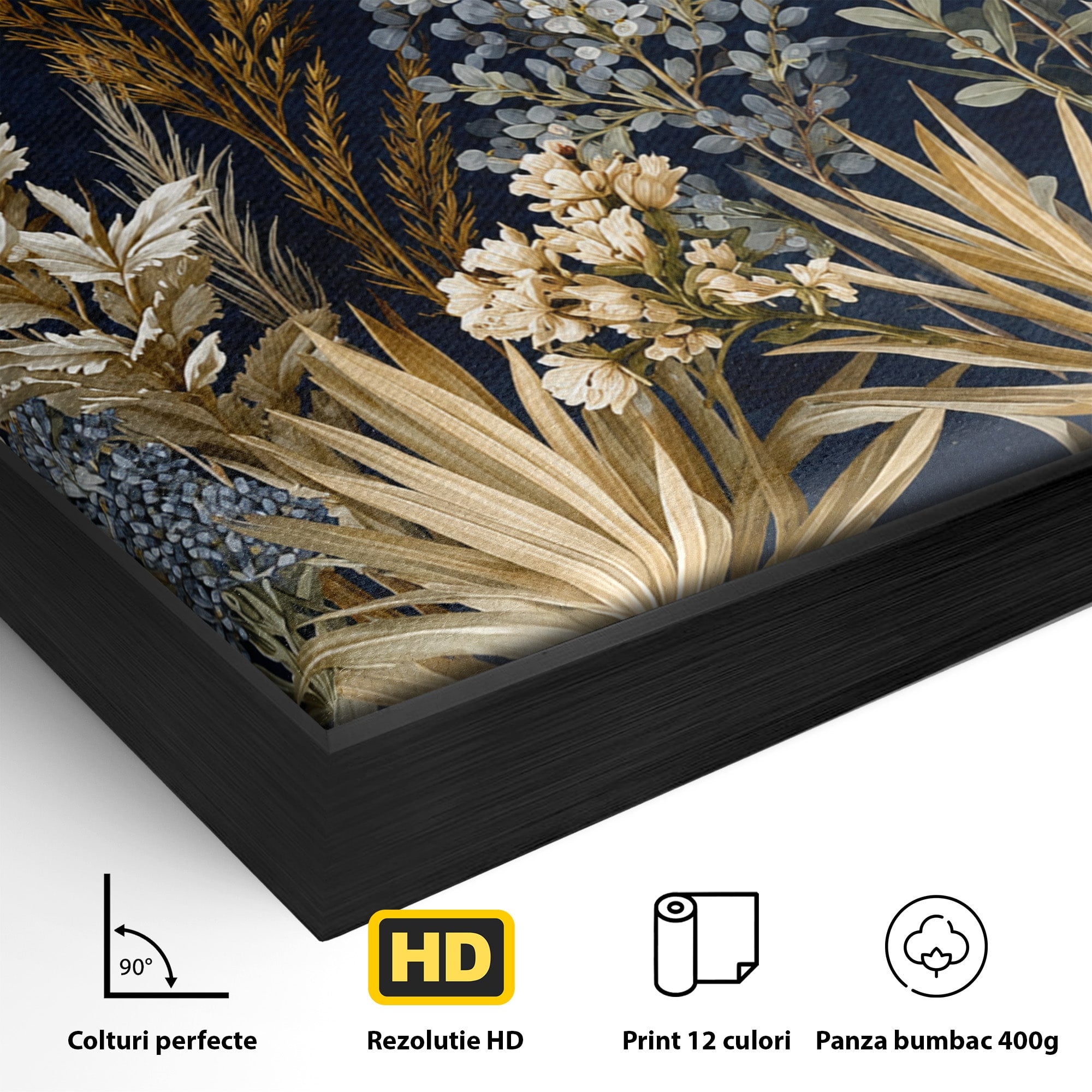 Tablou Canvas Premium LuxCanva® A1877, Flori De Camp Nocturne, Flori, Natura, Noapte, Living, Dormitor, Culori Vibrante