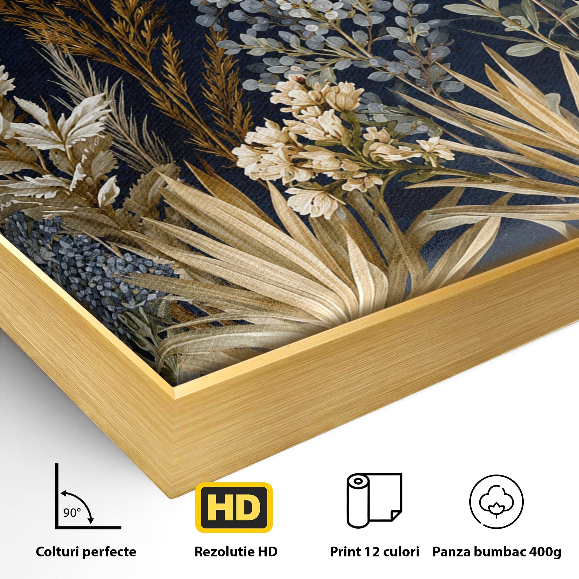 Tablou Canvas Premium LuxCanva® A1877, Flori De Camp Nocturne, Flori, Natura, Noapte, Living, Dormitor, Culori Vibrante