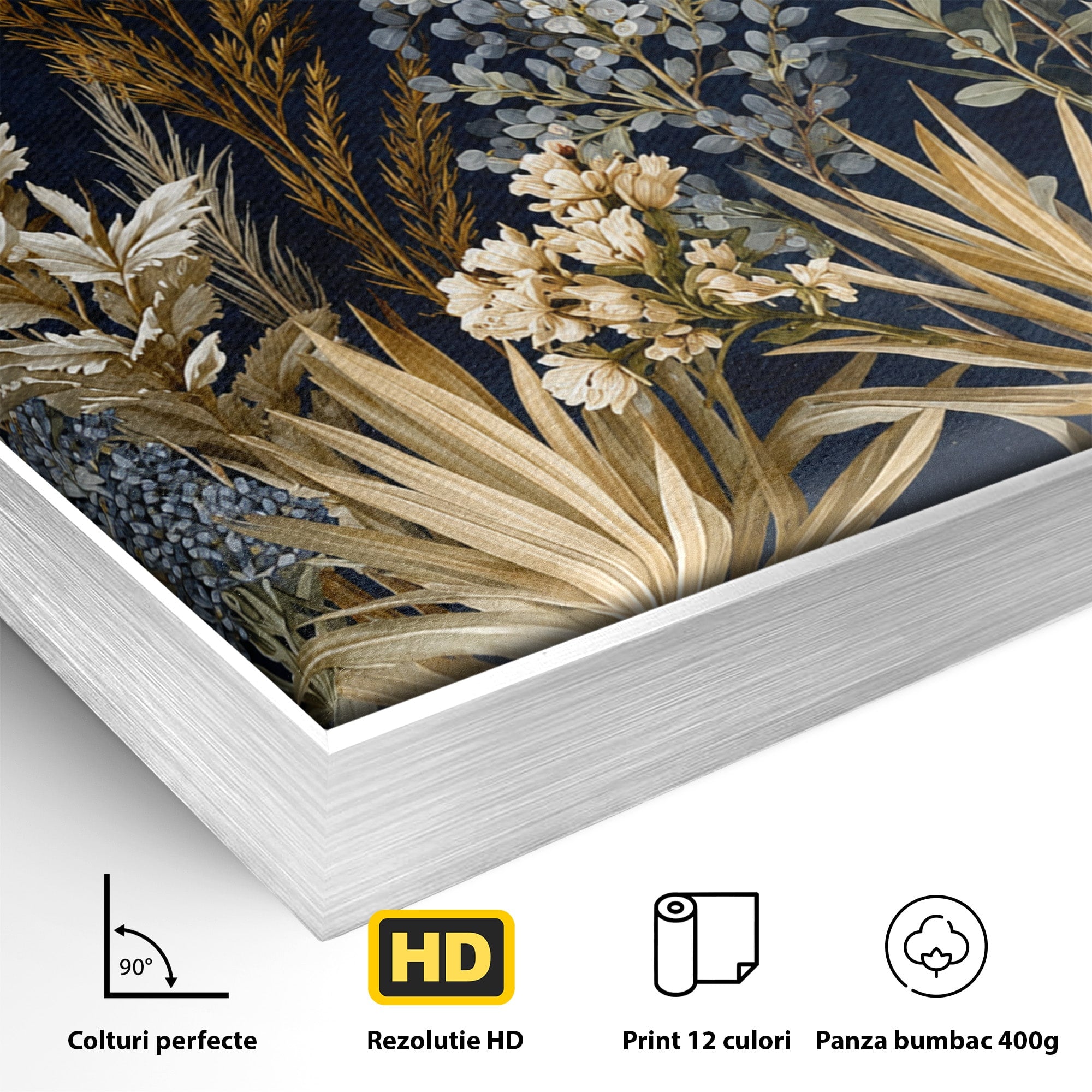 Tablou Canvas Premium LuxCanva® A1877, Flori De Camp Nocturne, Flori, Natura, Noapte, Living, Dormitor, Culori Vibrante