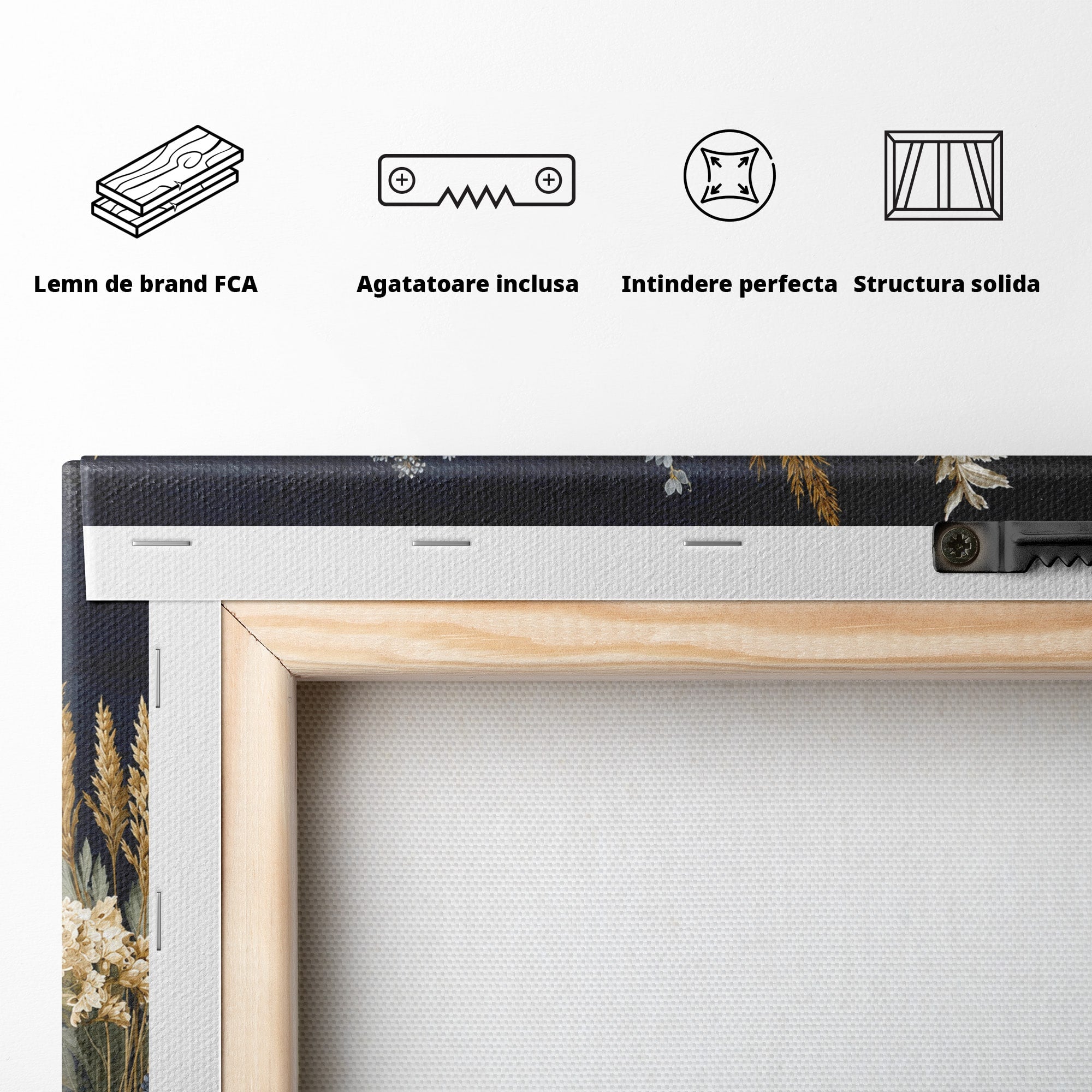 Tablou Canvas Premium LuxCanva® A1877, Flori De Camp Nocturne, Flori, Natura, Noapte, Living, Dormitor, Culori Vibrante