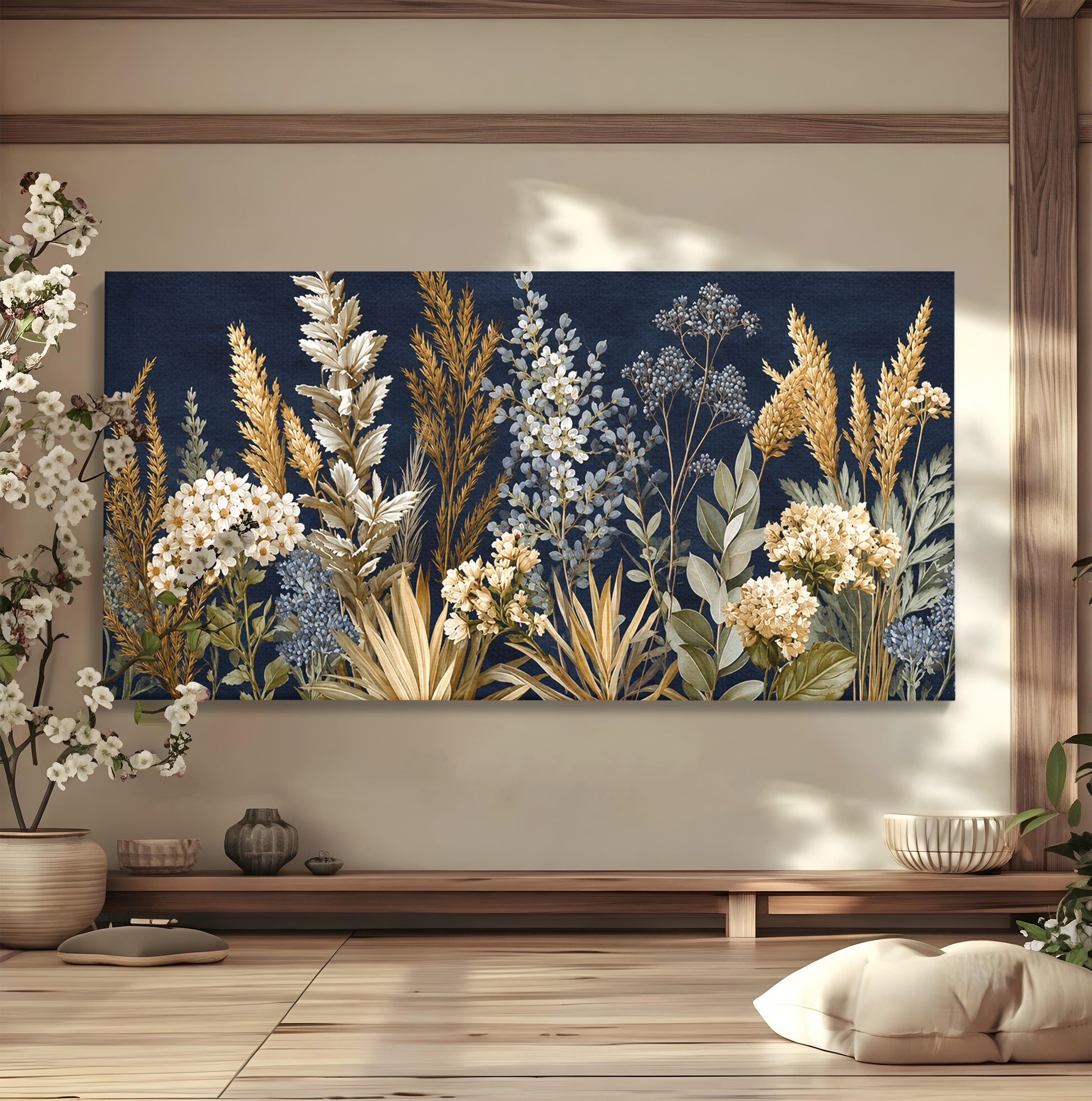 Tablou Canvas Premium LuxCanva® A1877, Flori De Camp Nocturne, Flori, Natura, Noapte, Living, Dormitor, Culori Vibrante