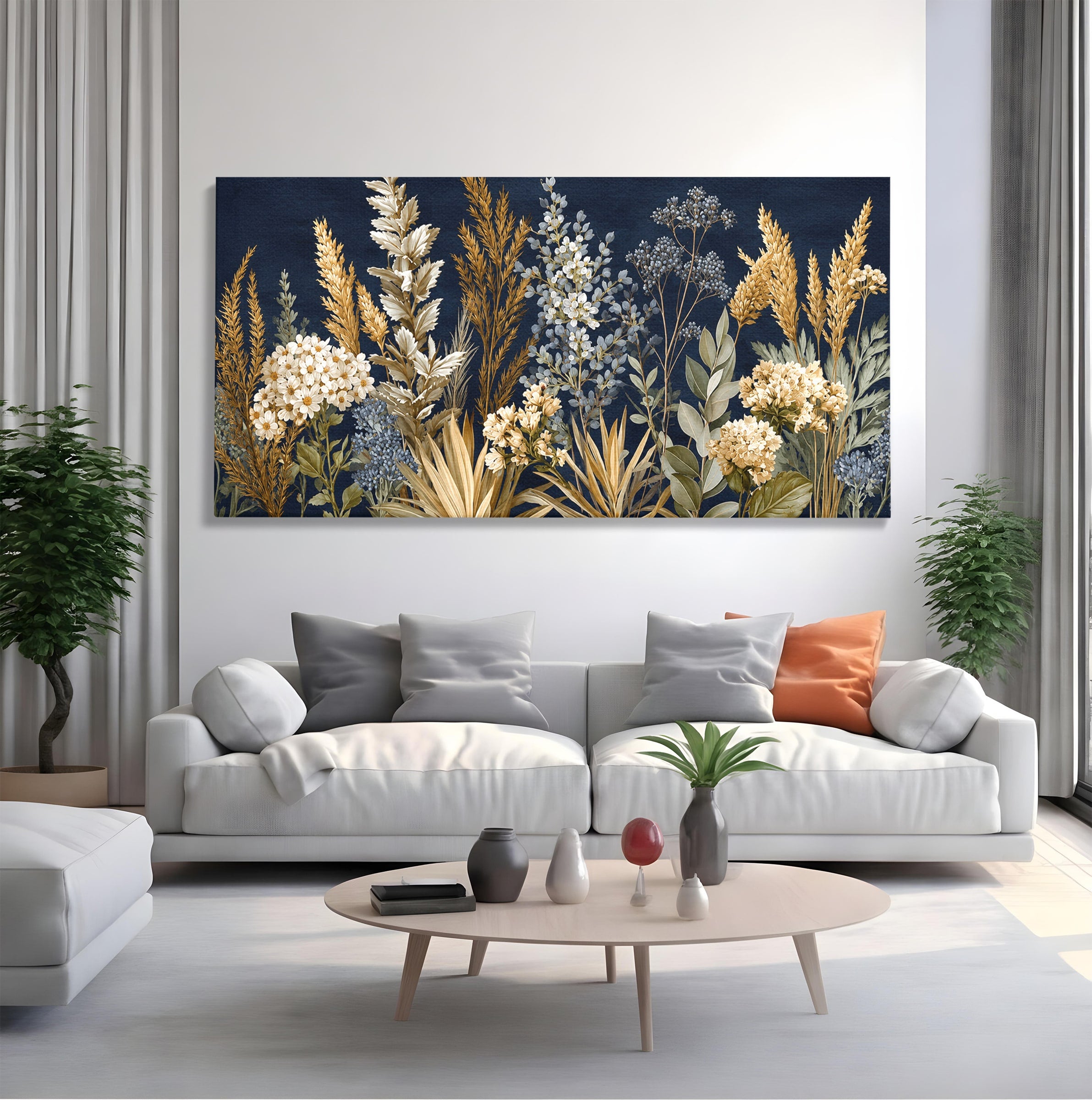 Tablou Canvas Premium LuxCanva® A1877, Flori De Camp Nocturne, Flori, Natura, Noapte, Living, Dormitor, Culori Vibrante