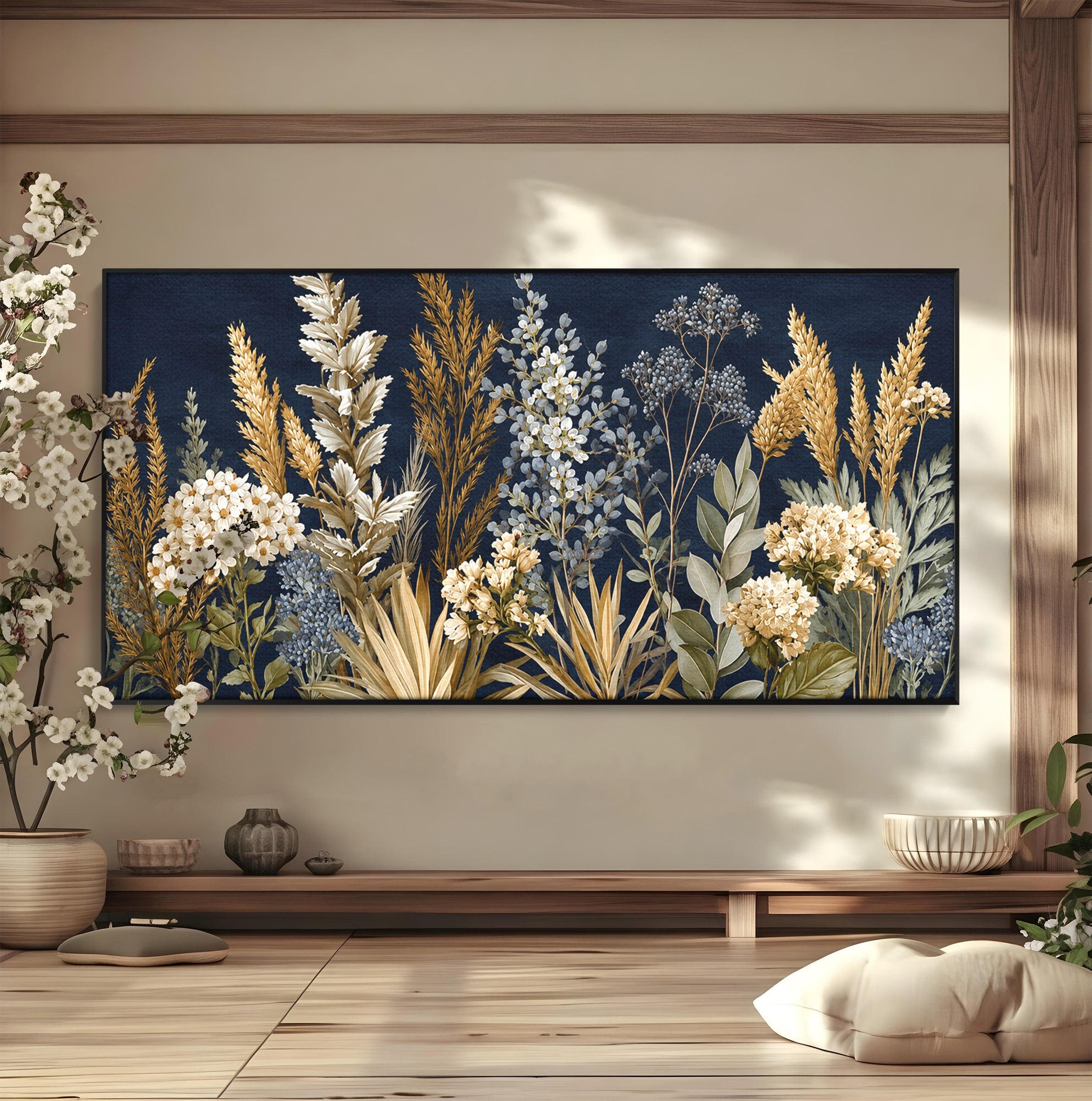 Tablou Canvas Premium LuxCanva® A1877, Flori De Camp Nocturne, Flori, Natura, Noapte, Living, Dormitor, Culori Vibrante