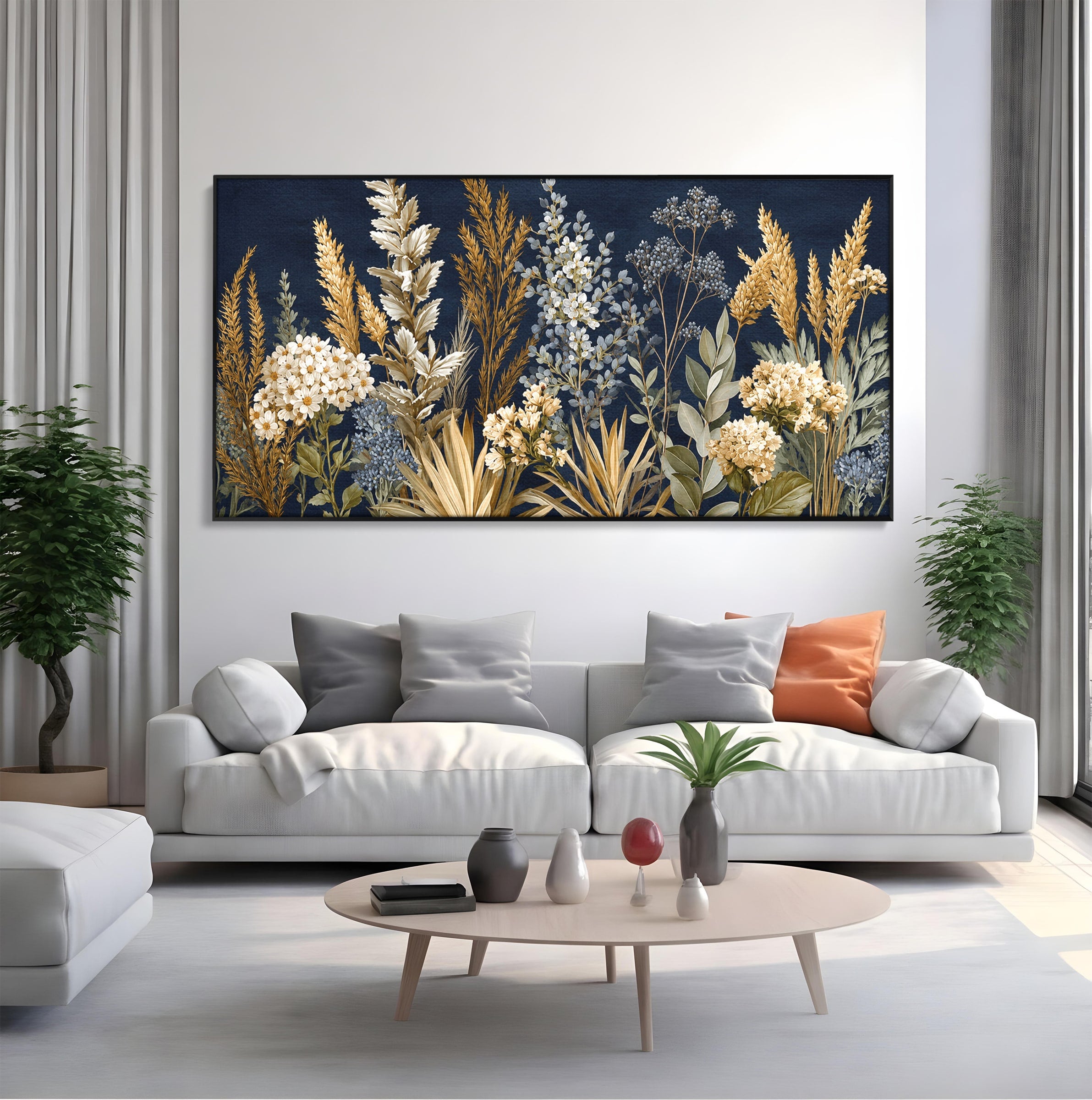 Tablou Canvas Premium LuxCanva® A1877, Flori De Camp Nocturne, Flori, Natura, Noapte, Living, Dormitor, Culori Vibrante