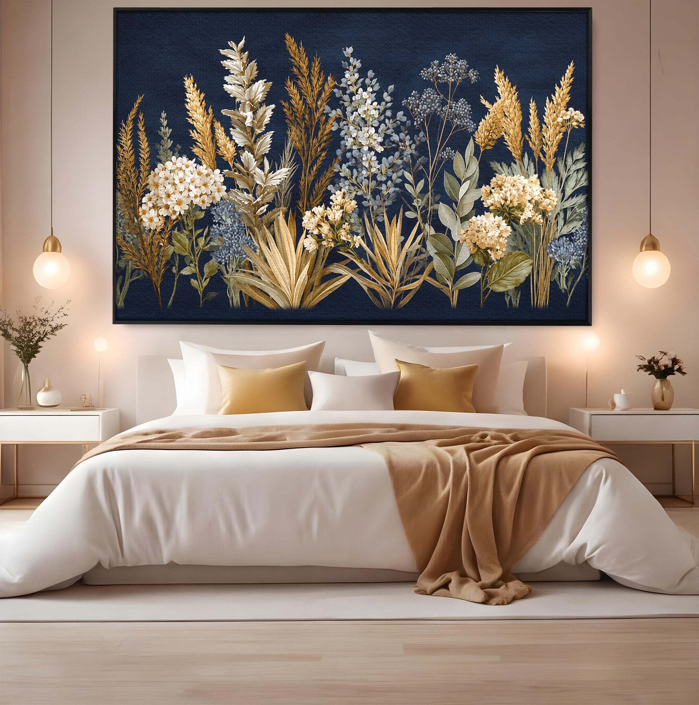 Tablou Canvas Premium LuxCanva® A1877, Flori De Camp Nocturne, Flori, Natura, Noapte, Living, Dormitor, Culori Vibrante