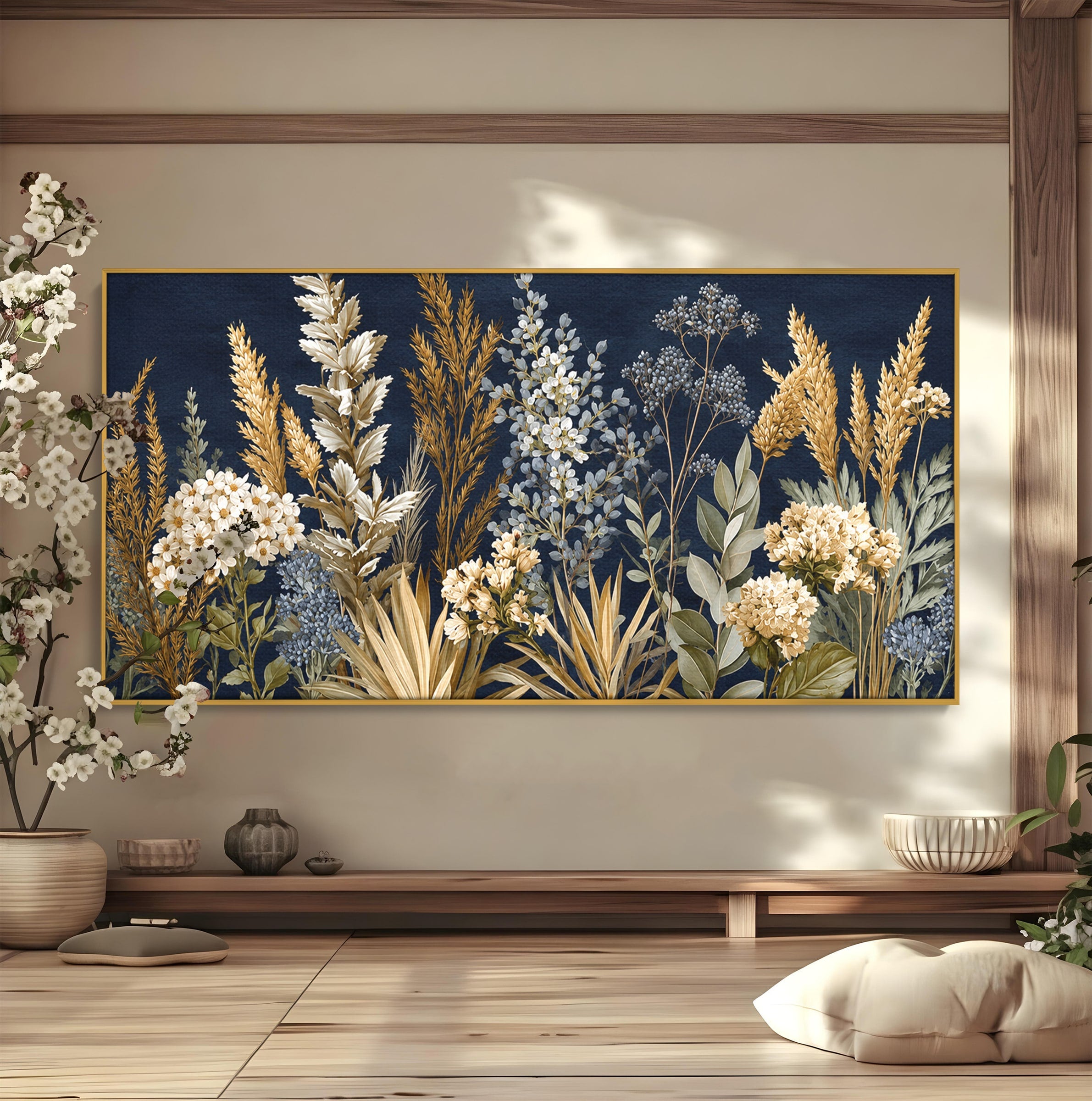 Tablou Canvas Premium LuxCanva® A1877, Flori De Camp Nocturne, Flori, Natura, Noapte, Living, Dormitor, Culori Vibrante
