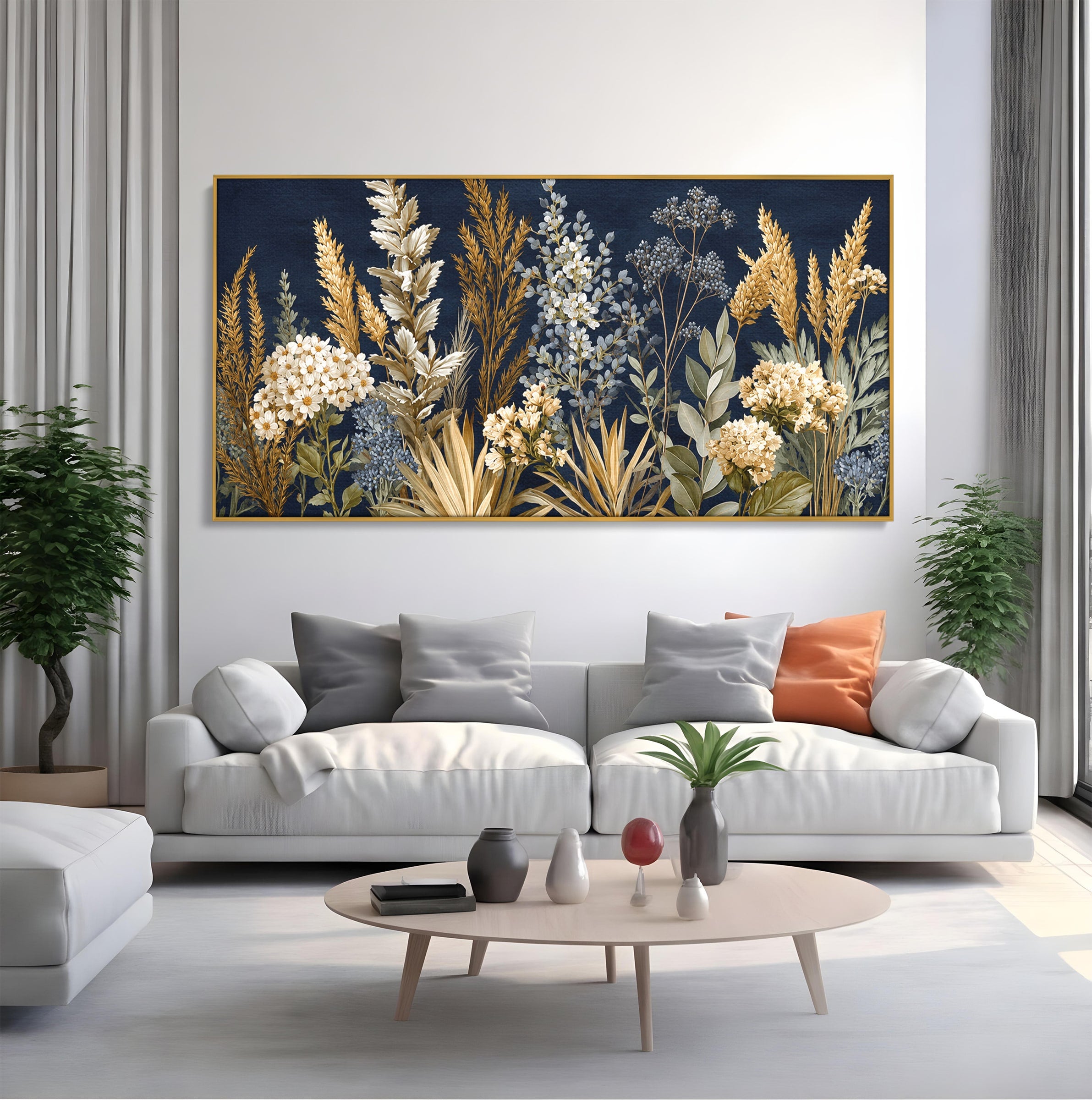 Tablou Canvas Premium LuxCanva® A1877, Flori De Camp Nocturne, Flori, Natura, Noapte, Living, Dormitor, Culori Vibrante