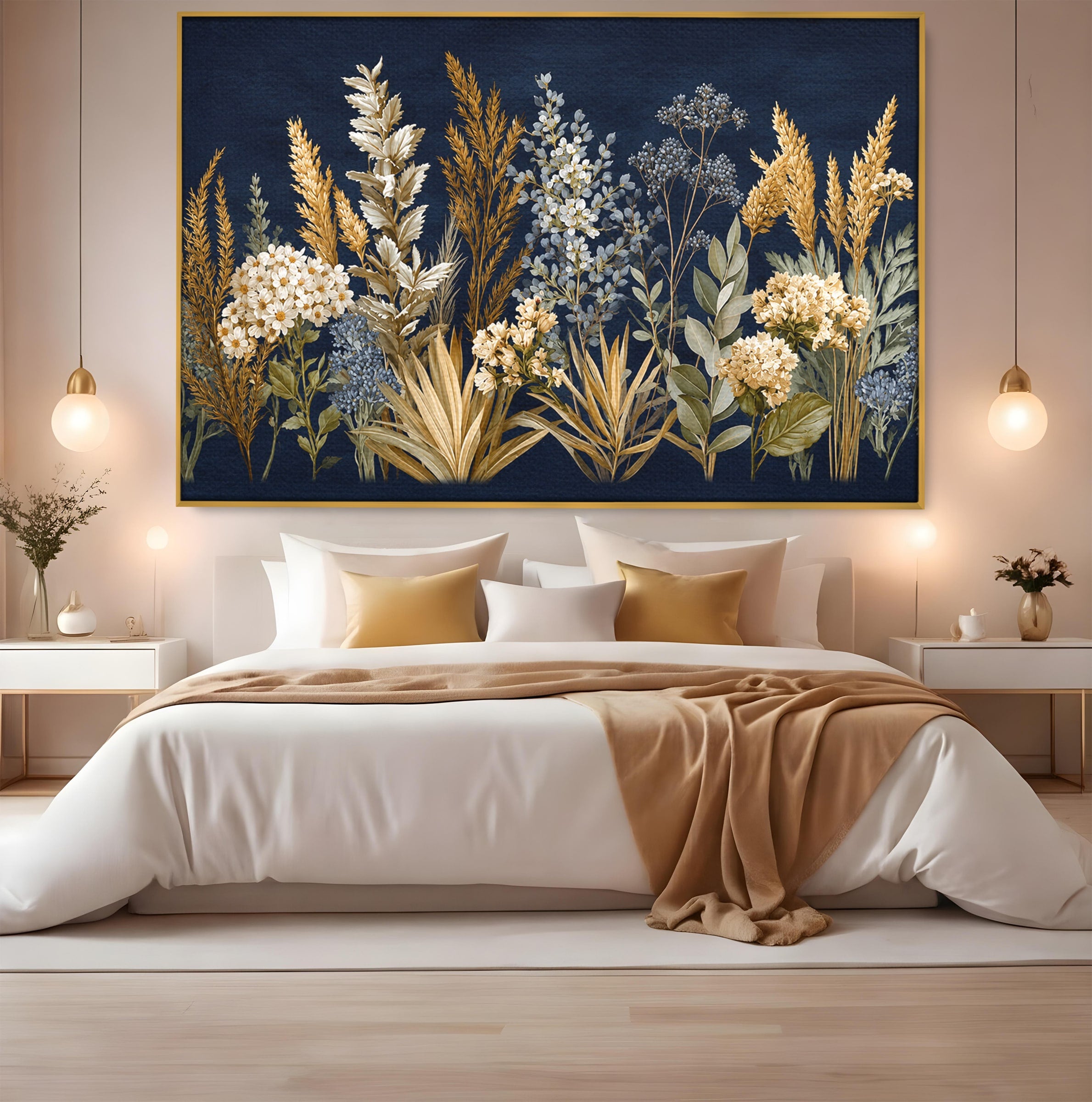 Tablou Canvas Premium LuxCanva® A1877, Flori De Camp Nocturne, Flori, Natura, Noapte, Living, Dormitor, Culori Vibrante