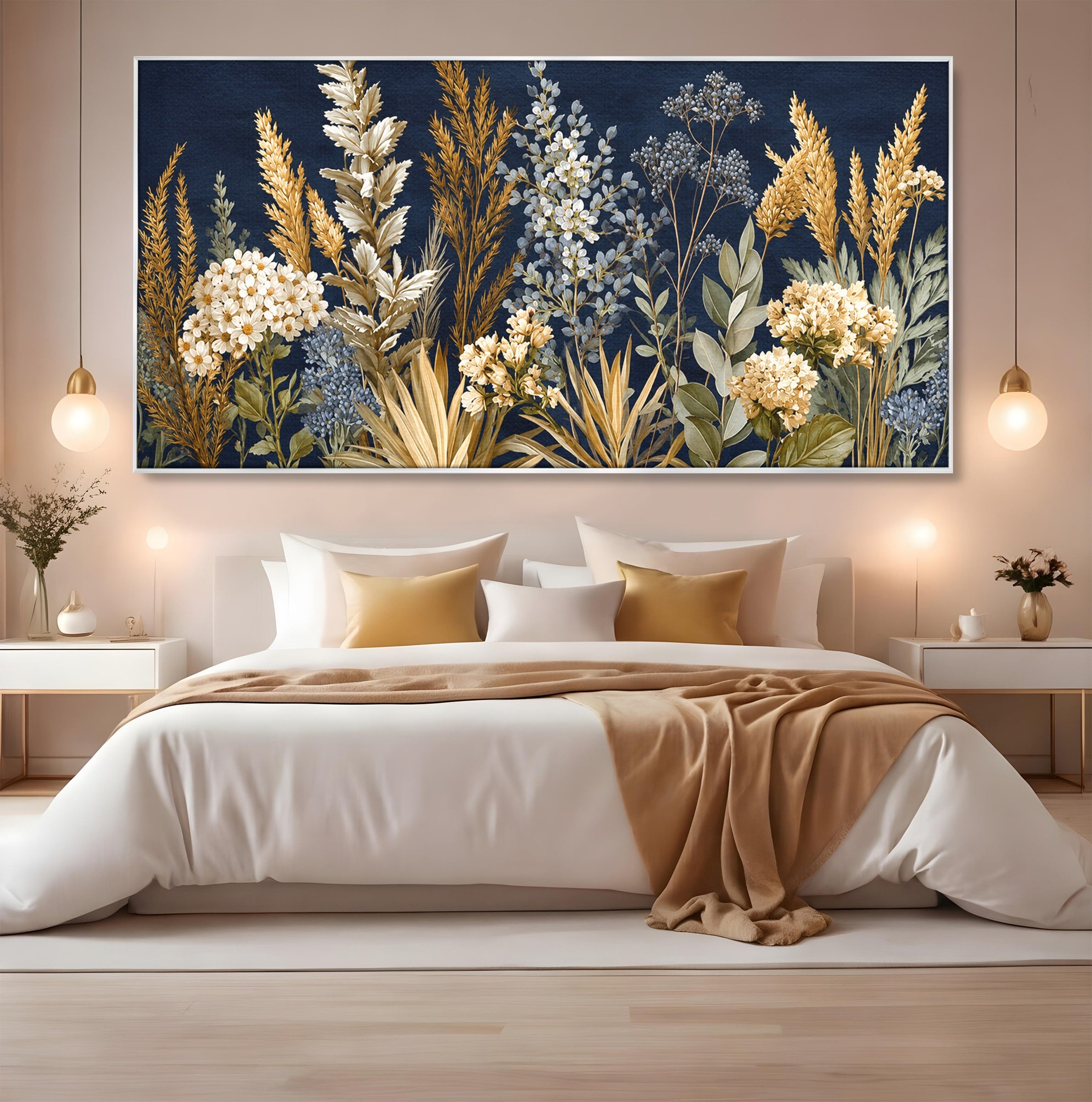 Tablou Canvas Premium LuxCanva® A1877, Flori De Camp Nocturne, Flori, Natura, Noapte, Living, Dormitor, Culori Vibrante