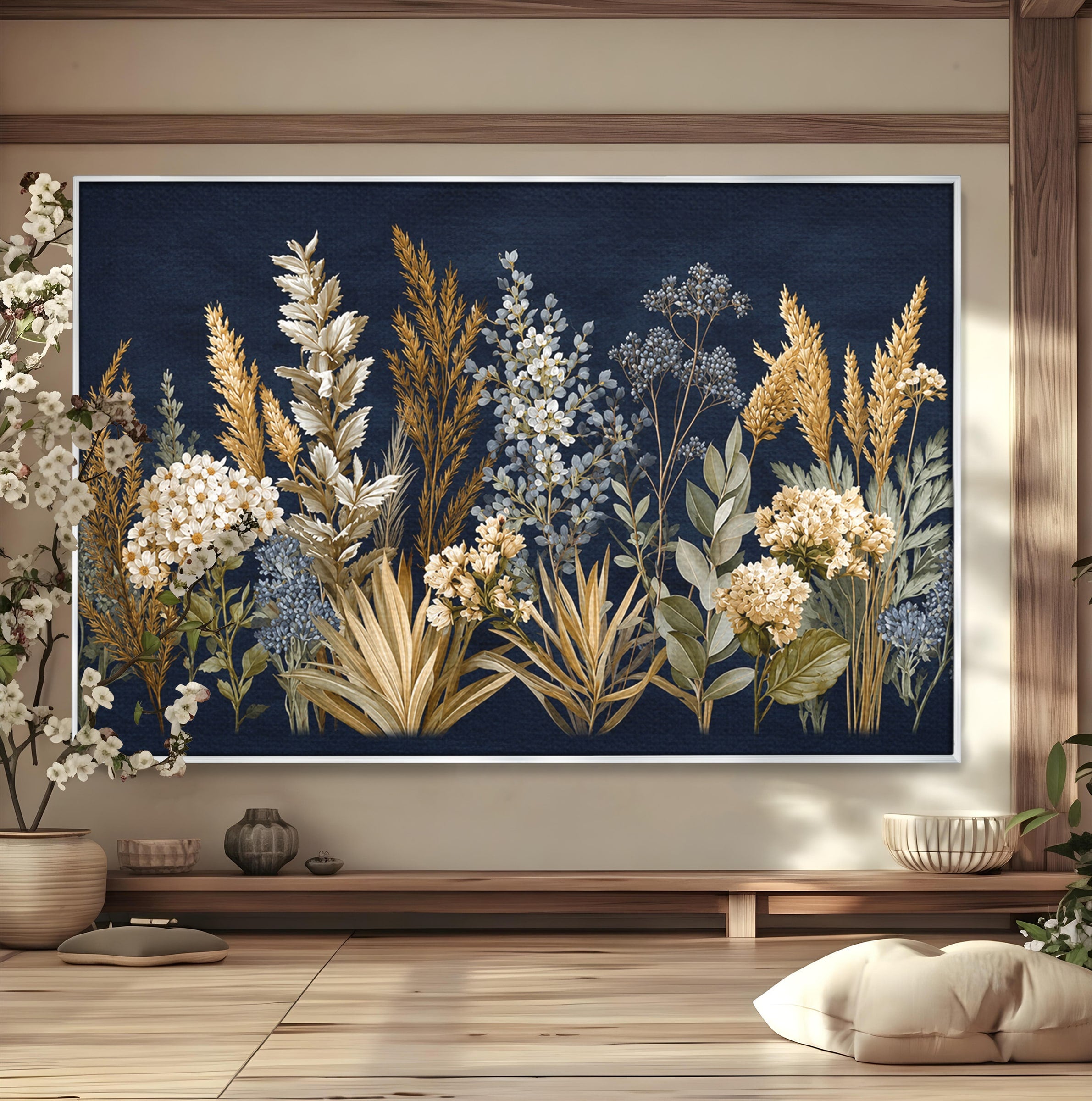 Tablou Canvas Premium LuxCanva® A1877, Flori De Camp Nocturne, Flori, Natura, Noapte, Living, Dormitor, Culori Vibrante