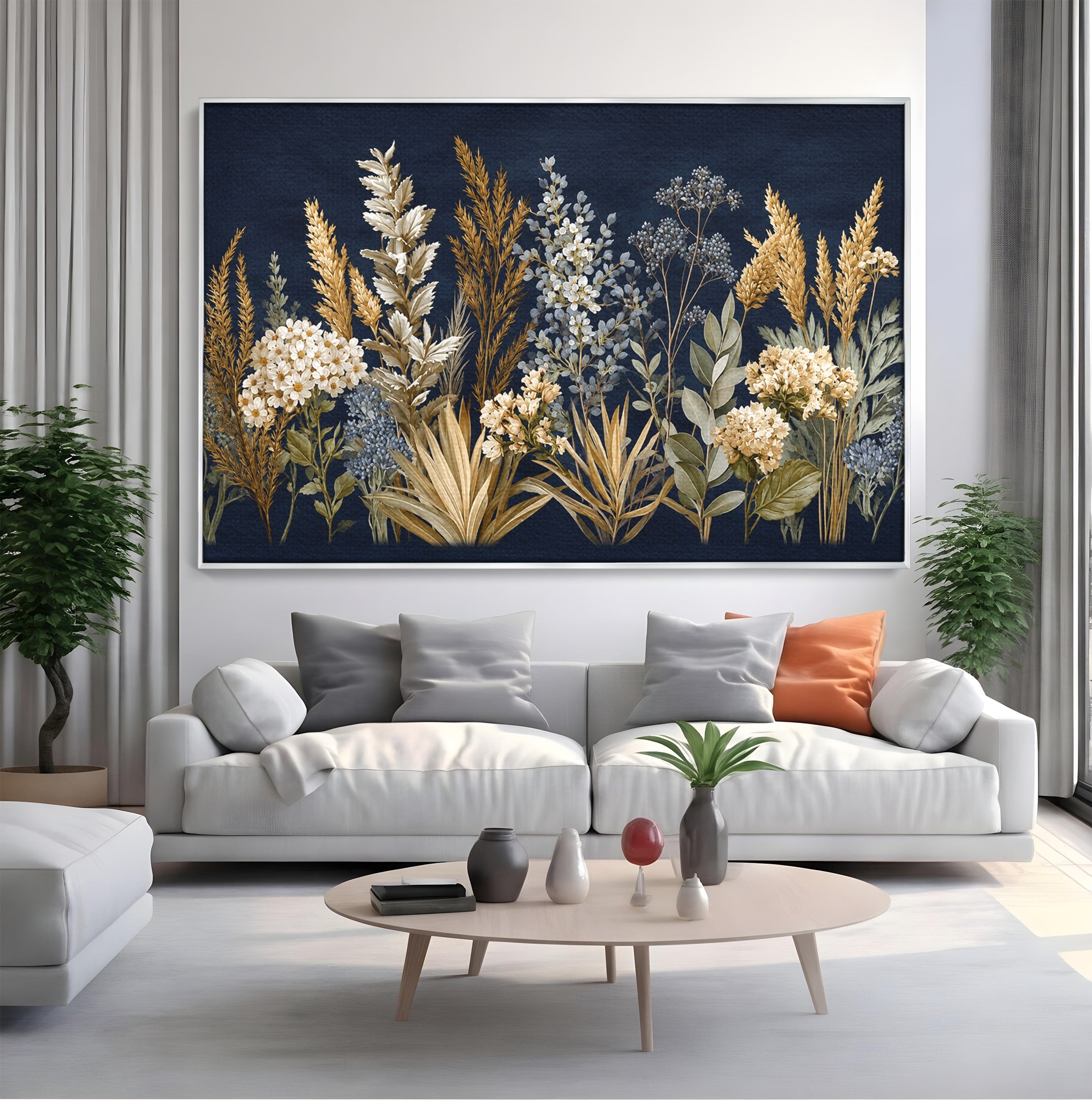 Tablou Canvas Premium LuxCanva® A1877, Flori De Camp Nocturne, Flori, Natura, Noapte, Living, Dormitor, Culori Vibrante