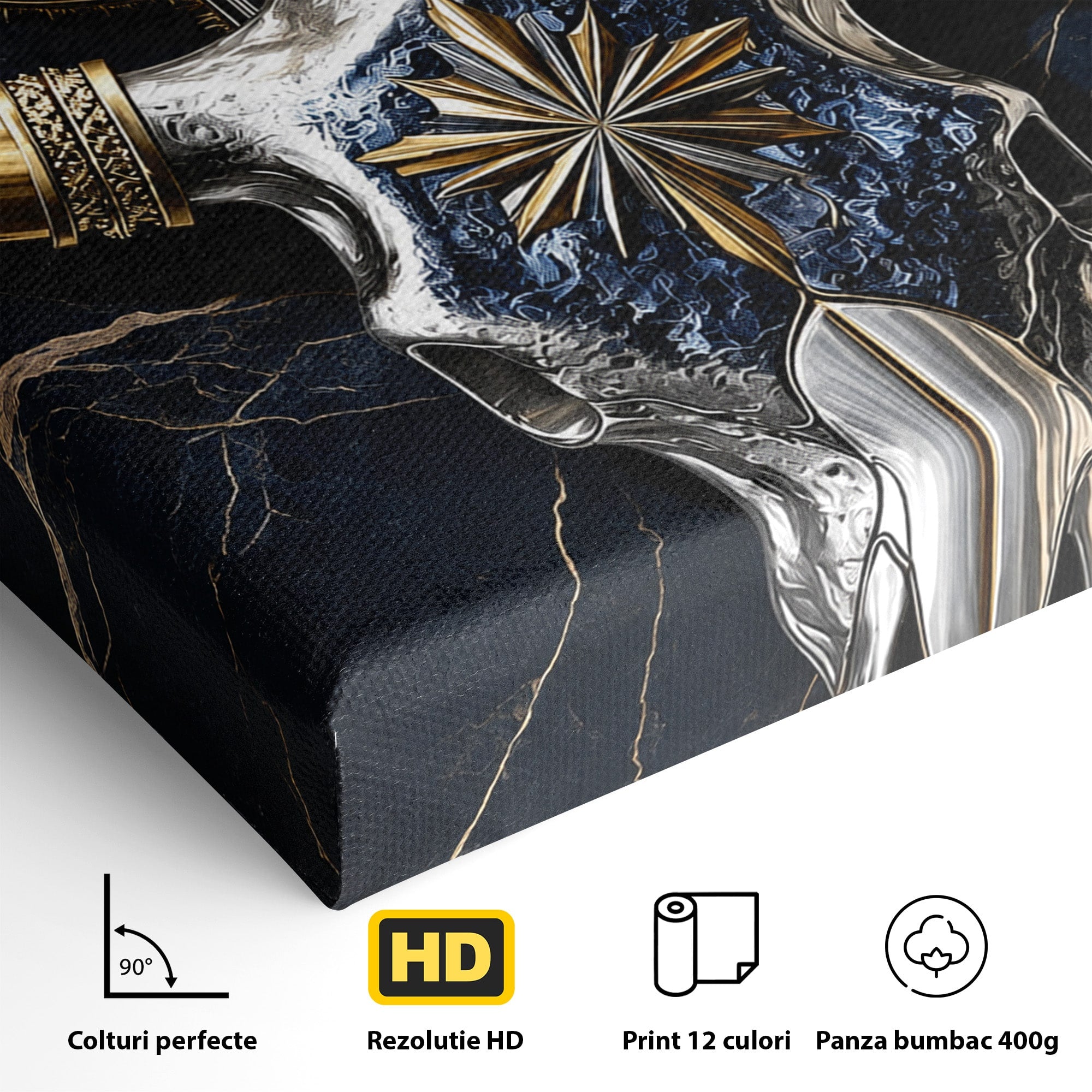 Tablou Canvas Premium LuxCanva® A1878, Comoara Deșertului, Craniu, Taur, Cactus, Abstract, Birou, Modern, Culori Vibrante