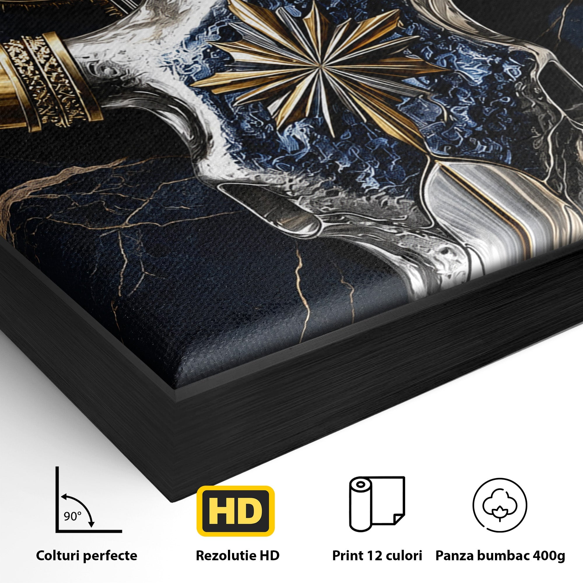 Tablou Canvas Premium LuxCanva® A1878, Comoara Deșertului, Craniu, Taur, Cactus, Abstract, Birou, Modern, Culori Vibrante