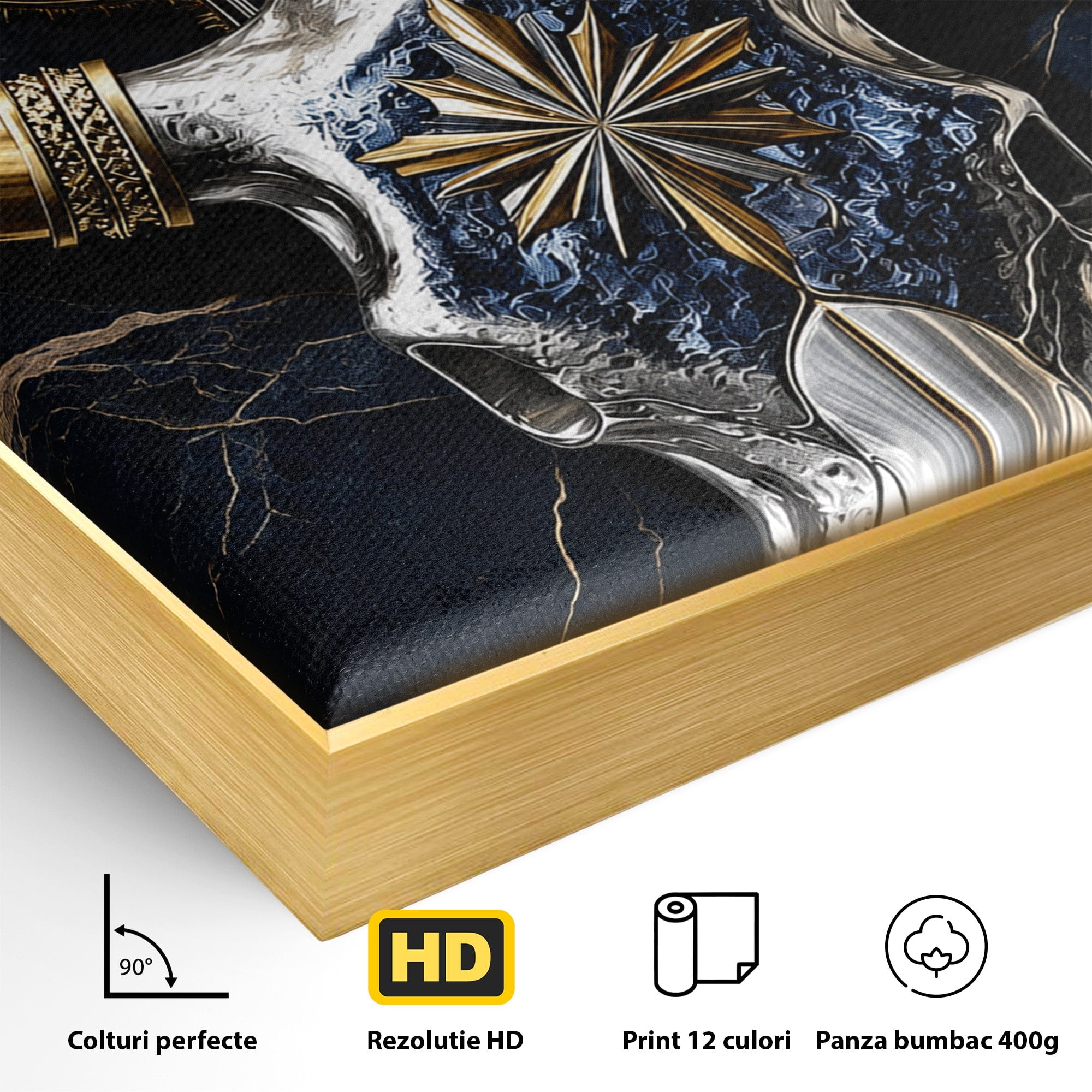 Tablou Canvas Premium LuxCanva® A1878, Comoara Deșertului, Craniu, Taur, Cactus, Abstract, Birou, Modern, Culori Vibrante