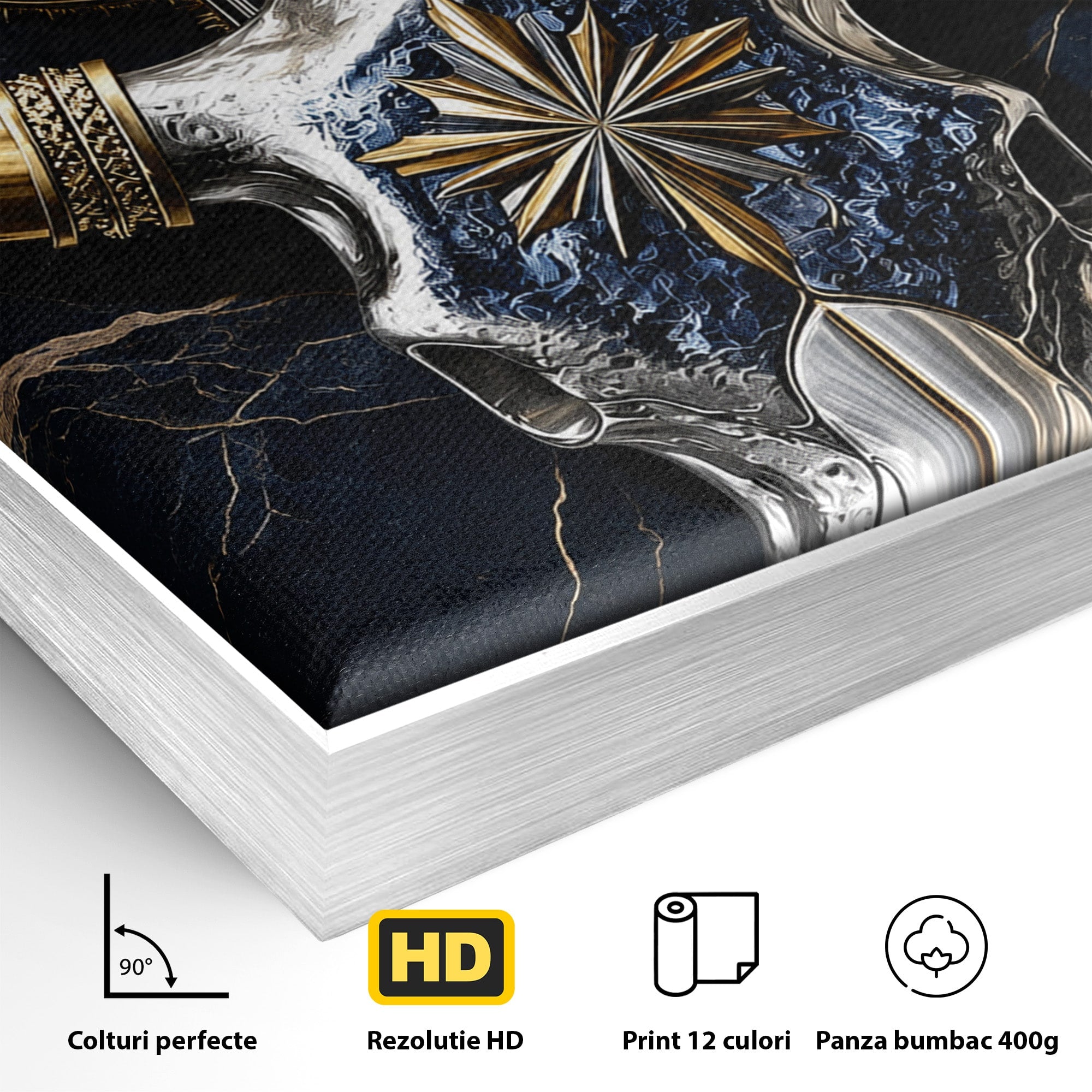 Tablou Canvas Premium LuxCanva® A1878, Comoara Deșertului, Craniu, Taur, Cactus, Abstract, Birou, Modern, Culori Vibrante