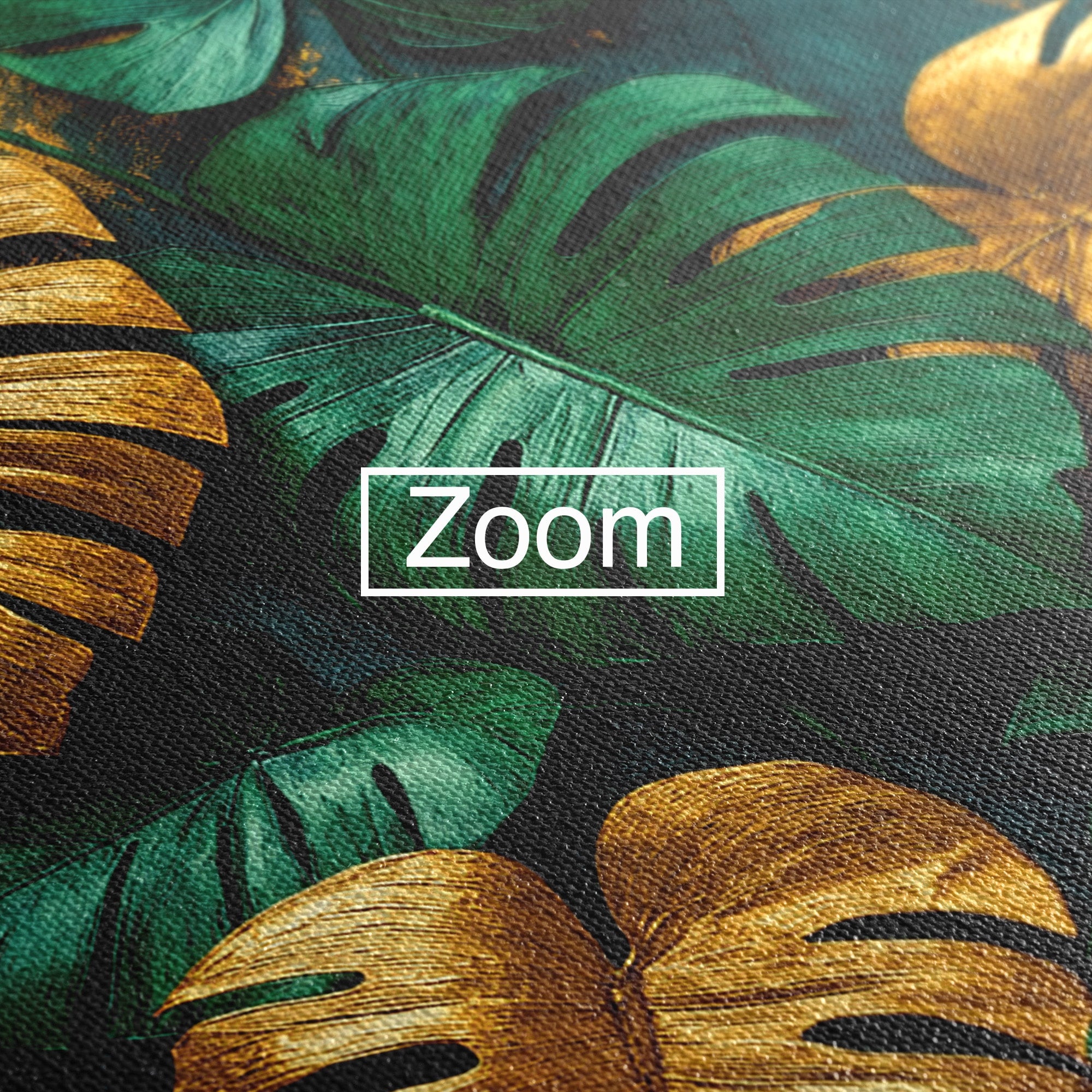 Tablou Canvas Premium LuxCanva® A1880, Frunze Tropicale Aurii, Frunze, Tropical, Auriu, Natura, Modern, Living, Dormitor, Culori Vibrante