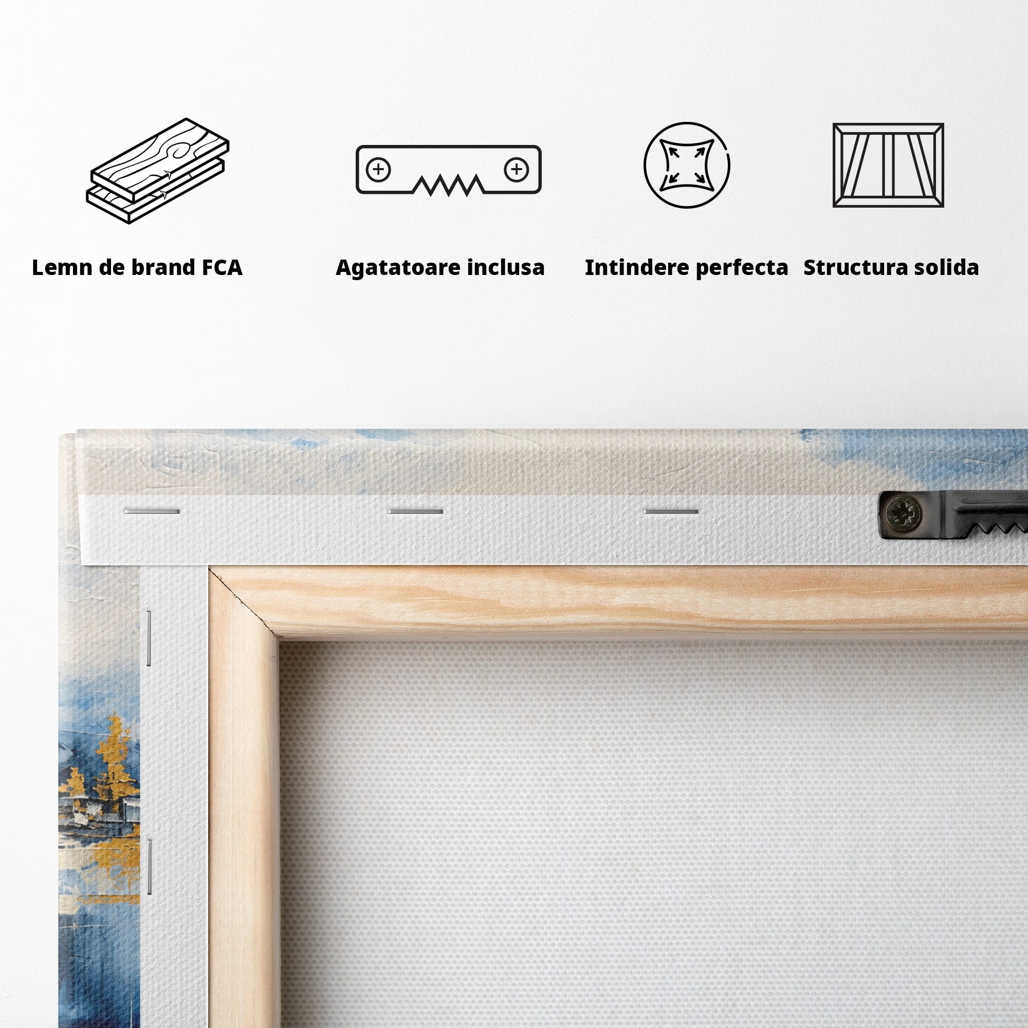 Tablou Canvas Premium LuxCanva® A1882, Sat De Munte Reflectat, Sat, Munte, Peisaj, Reflexie, Living, Culori Vibrante