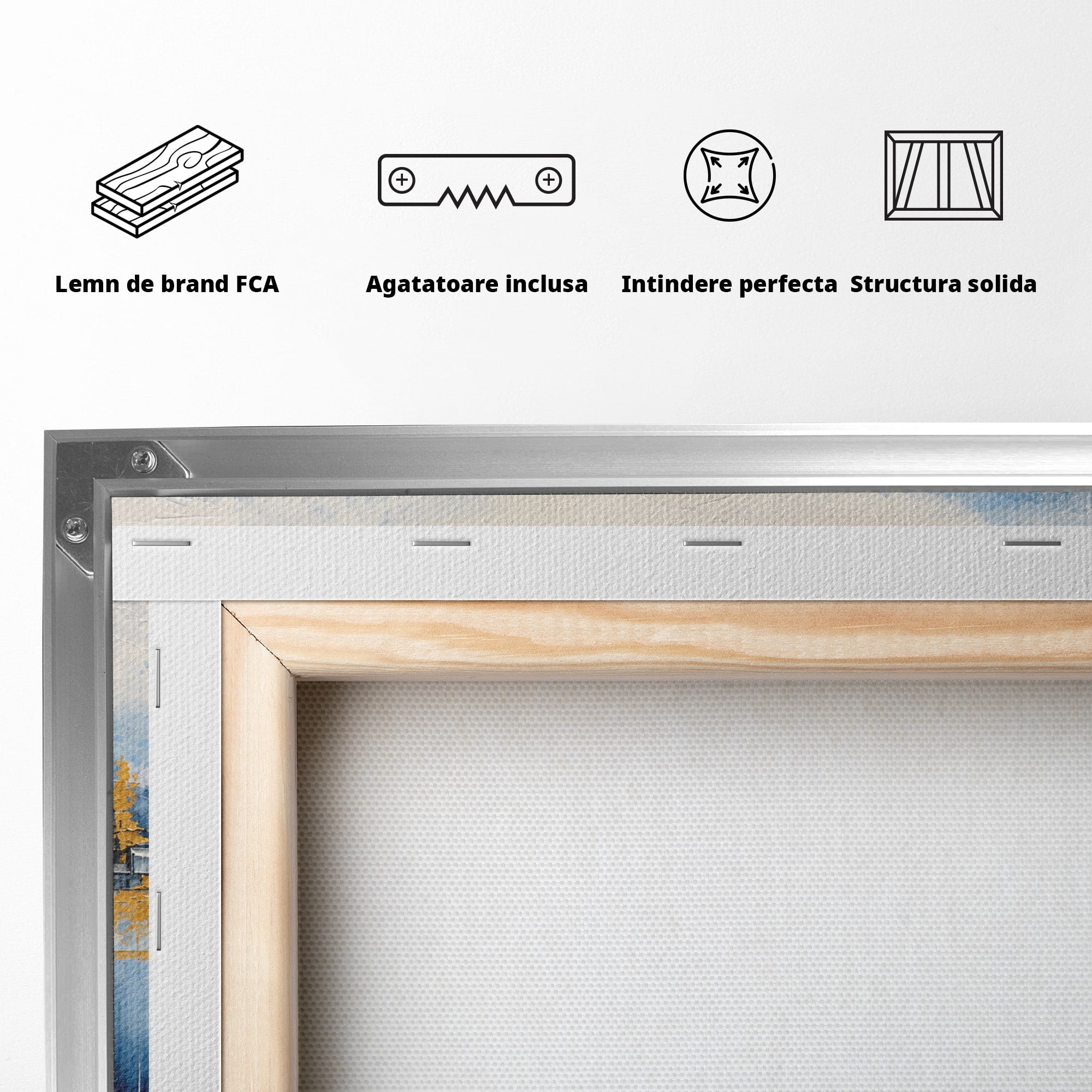 Tablou Canvas Premium LuxCanva® A1882, Sat De Munte Reflectat, Sat, Munte, Peisaj, Reflexie, Living, Culori Vibrante