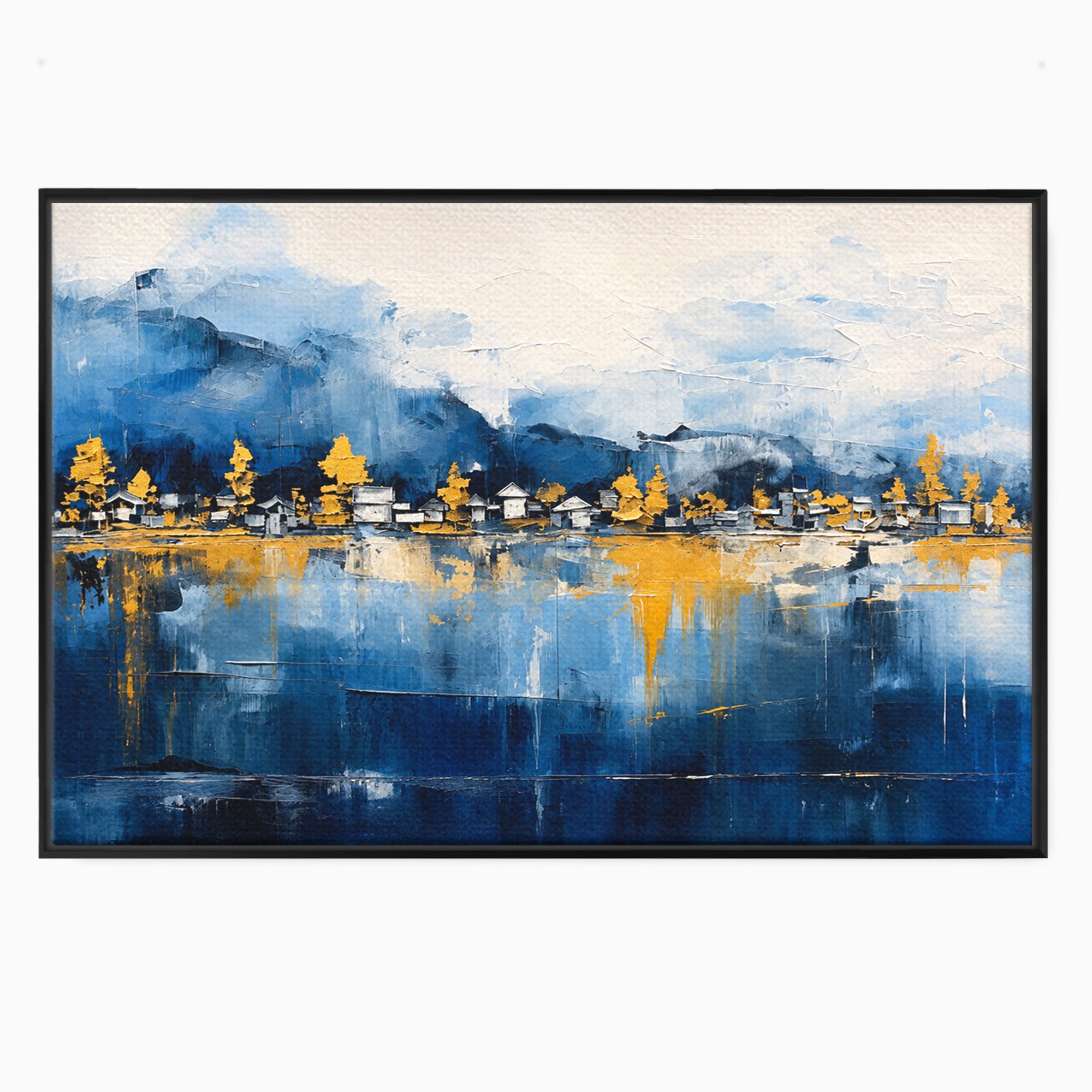 Tablou Canvas Premium LuxCanva® A1882, Sat De Munte Reflectat, Sat, Munte, Peisaj, Reflexie, Living, Culori Vibrante